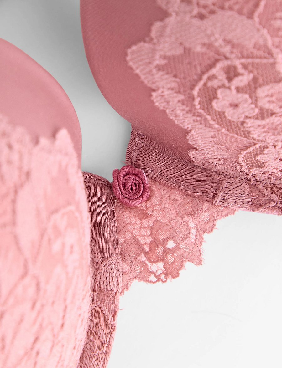 Lindex - Malva push-up bra with lace - dark dusty pink - 5