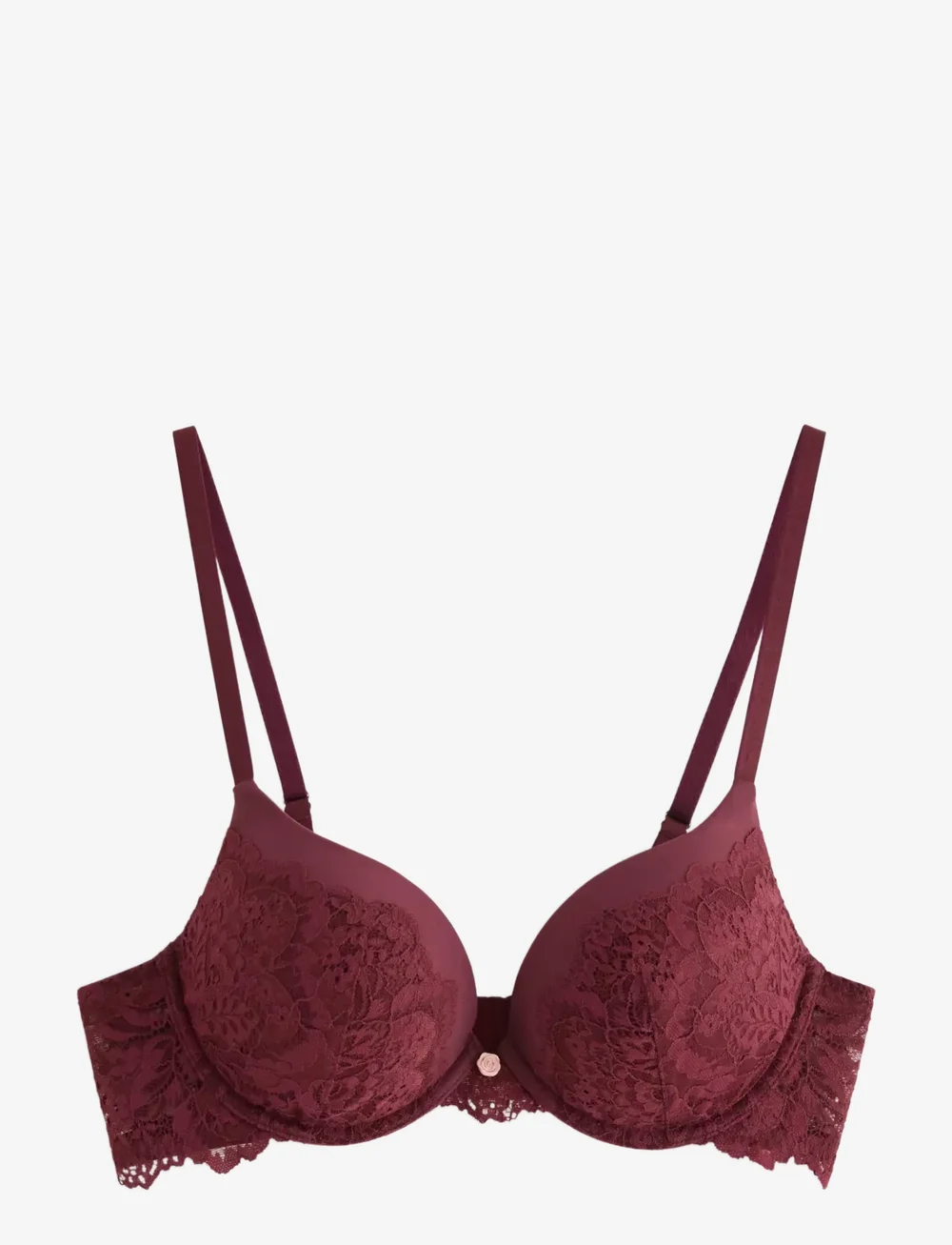 Lindex - Malva push up-bh med blonder - push-up bh:ar - dark dusty red - 1