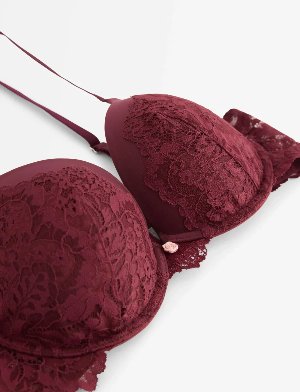 Lindex - Malva push up-bh med blonder - push-up bh:ar - dark dusty red - 5