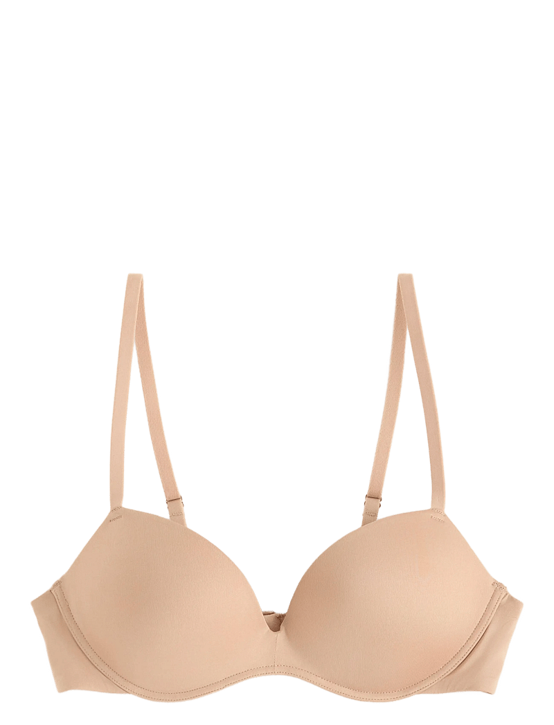 Lindex - Bra Wirefree Push Shiny Micro - plunge bh - beige - 1
