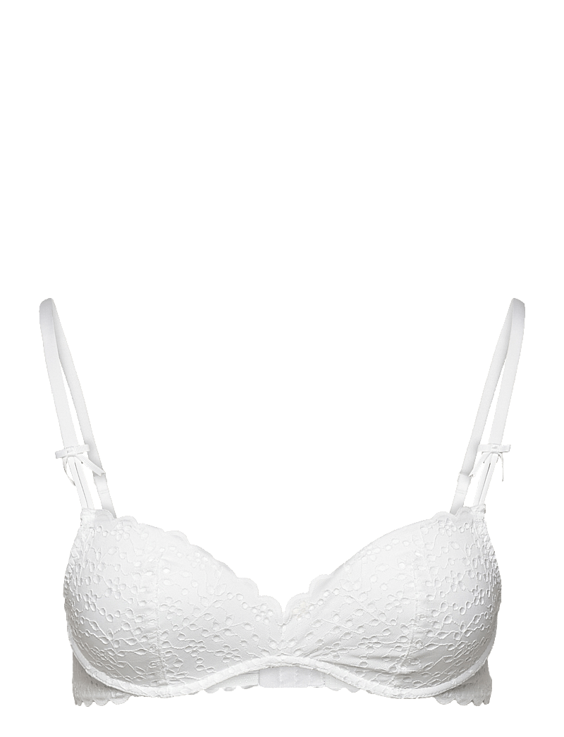 Lindex - Bra Wirefree Push broderie ang - bügellose bhs - white - 0