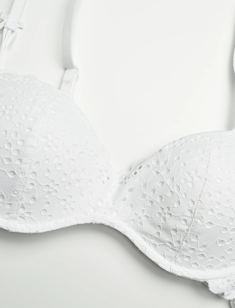 Lindex - Bra Wirefree Push broderie ang - bügellose bhs - white - 2