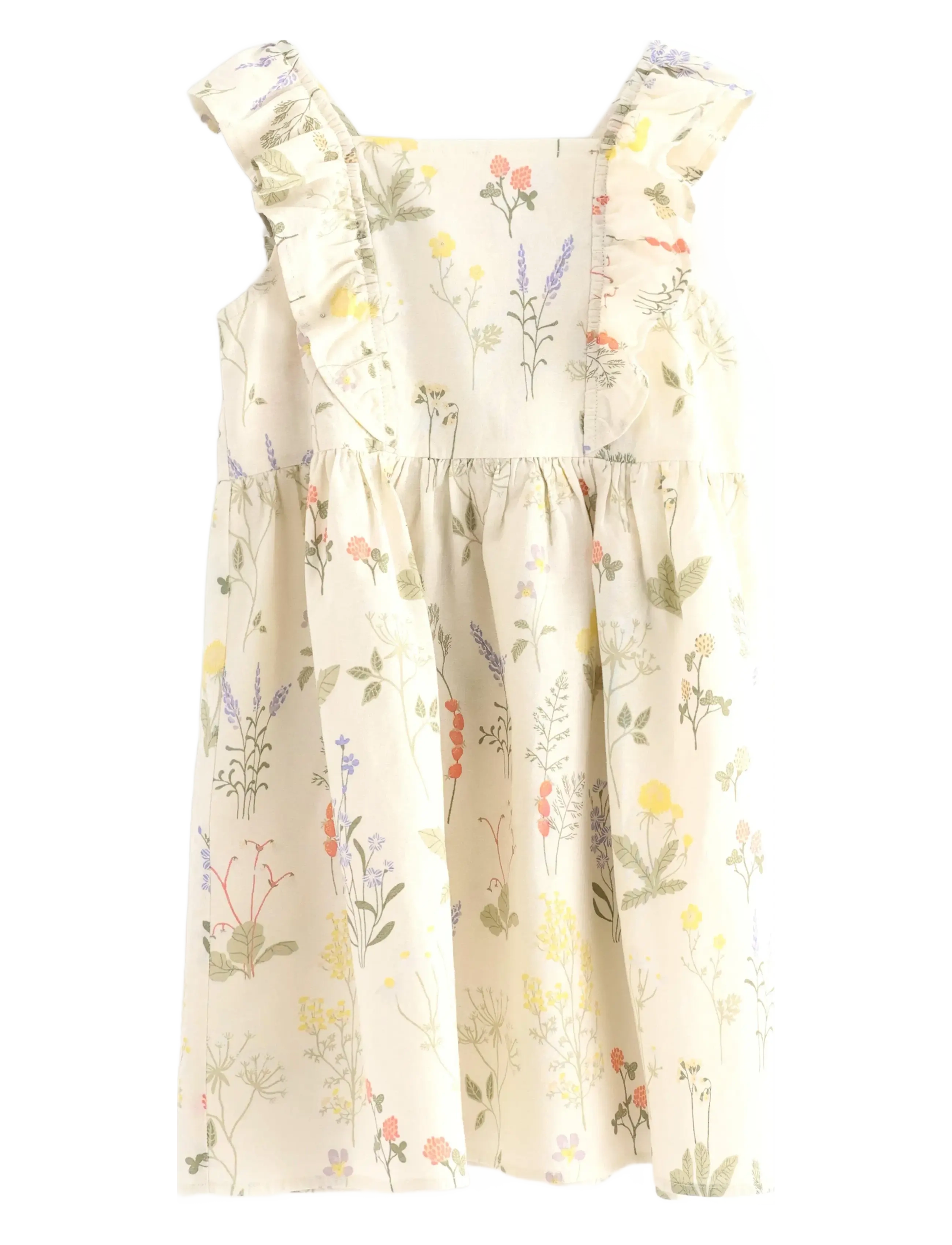 Lindex Dress woven with frill AOP str - Klänningar & Kjolar - LIGHT DUSTY WHITE / cream