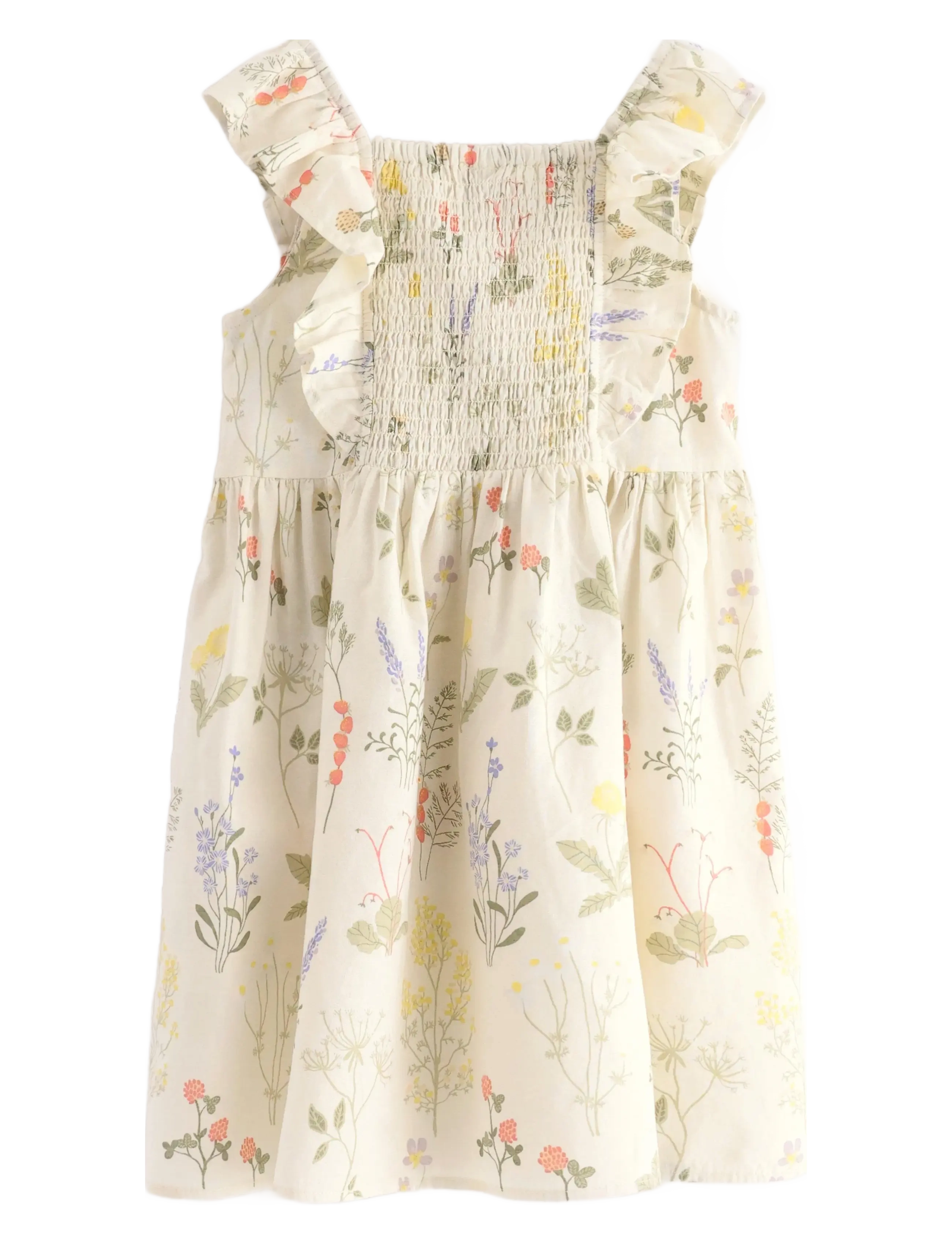 Lindex - Dress woven with frill AOP str - light dusty white - 2