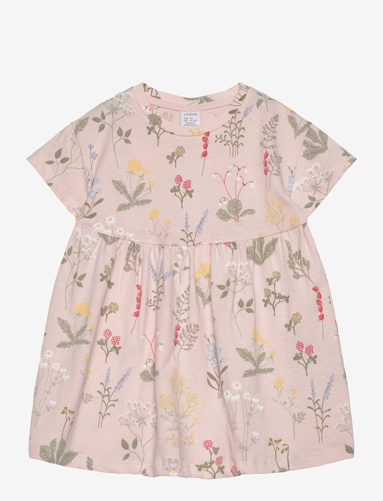 Lindex - Dress ss AOP meadow - kortärmade vardagsklänningar - light pink - 0