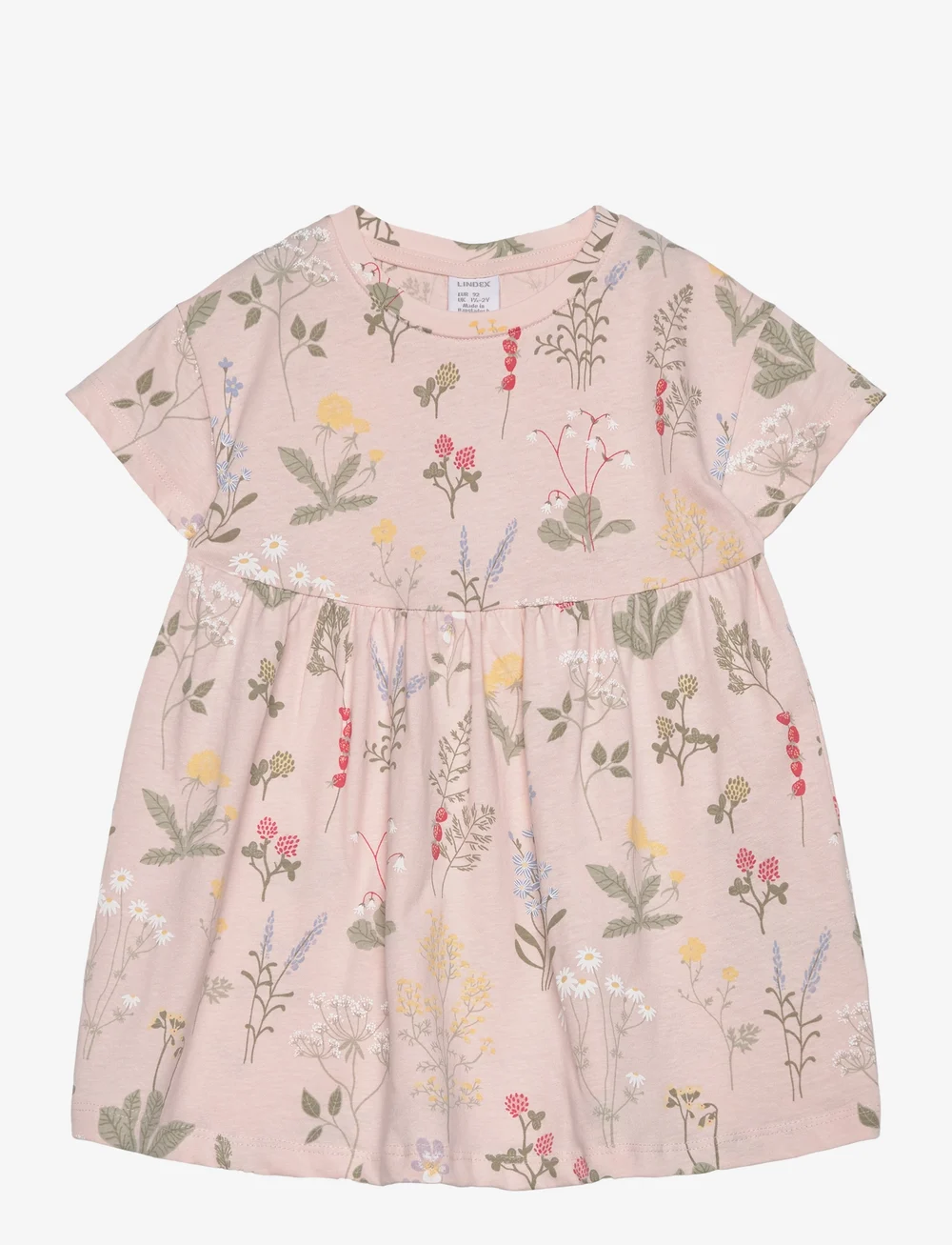 Lindex - Dress ss AOP meadow - kortärmade vardagsklänningar - light pink - 0
