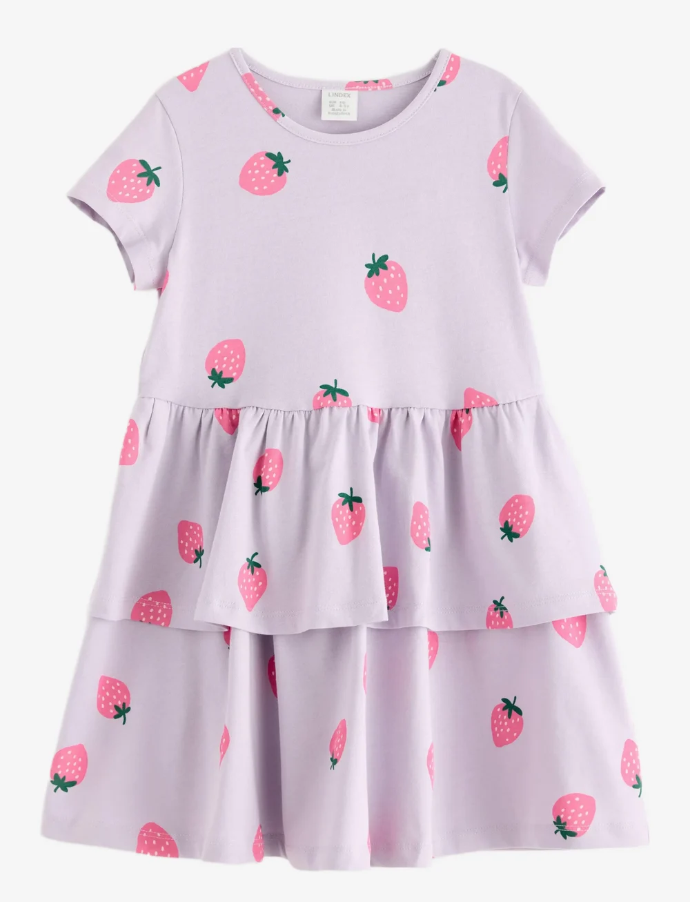 Lindex - Dress ss peplum AOP - kurzärmelige freizeitkleider - light dusty lilac - 1