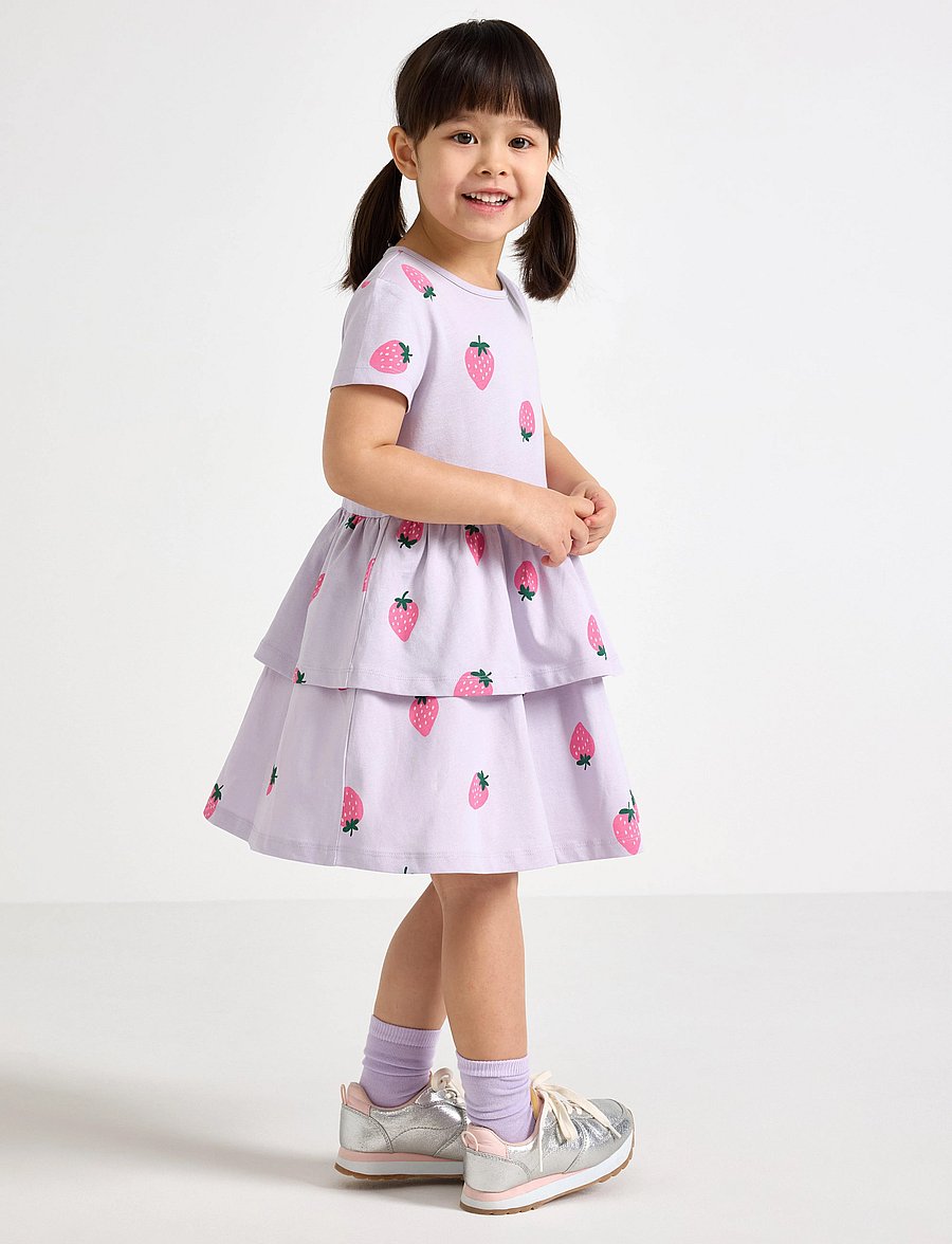 Lindex - Dress ss peplum AOP - light dusty lilac - 0