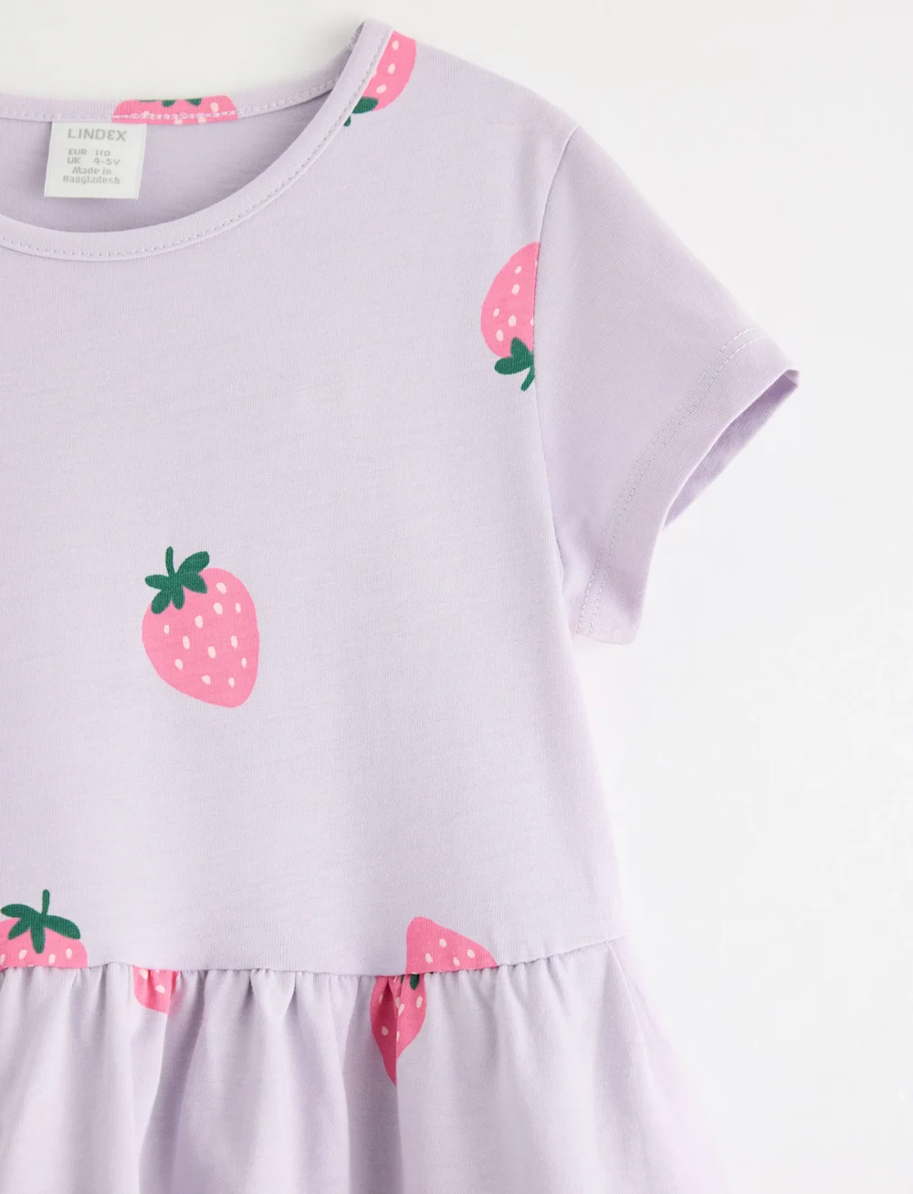 Lindex - Dress ss peplum AOP - kurzärmelige freizeitkleider - light dusty lilac - 5