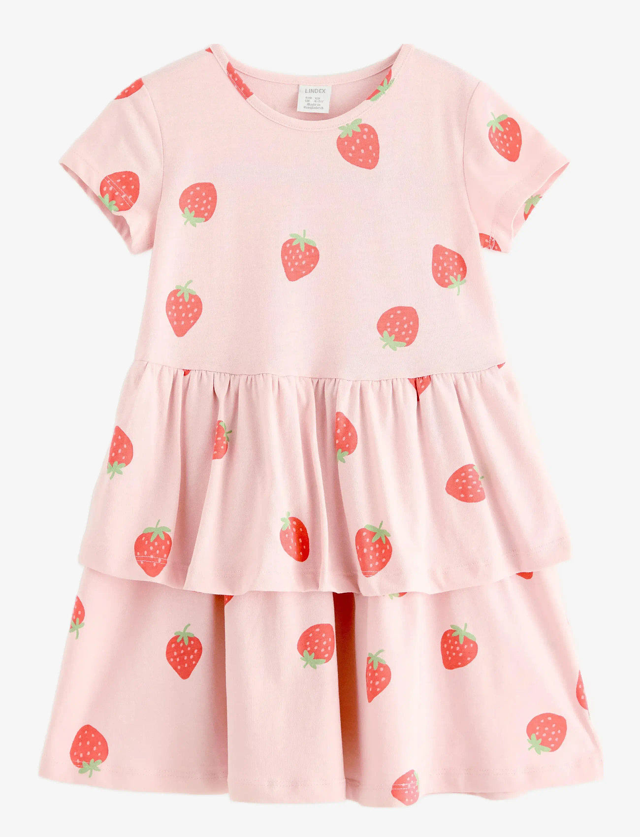 Lindex - Dress ss peplum AOP - light dusty pink - 1