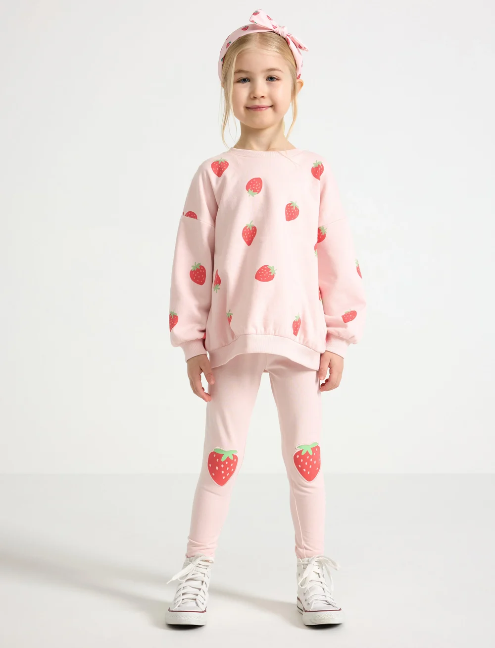 Lindex - Leggings kneepatch strawberrie - leggingsit - light dusty pink - 0