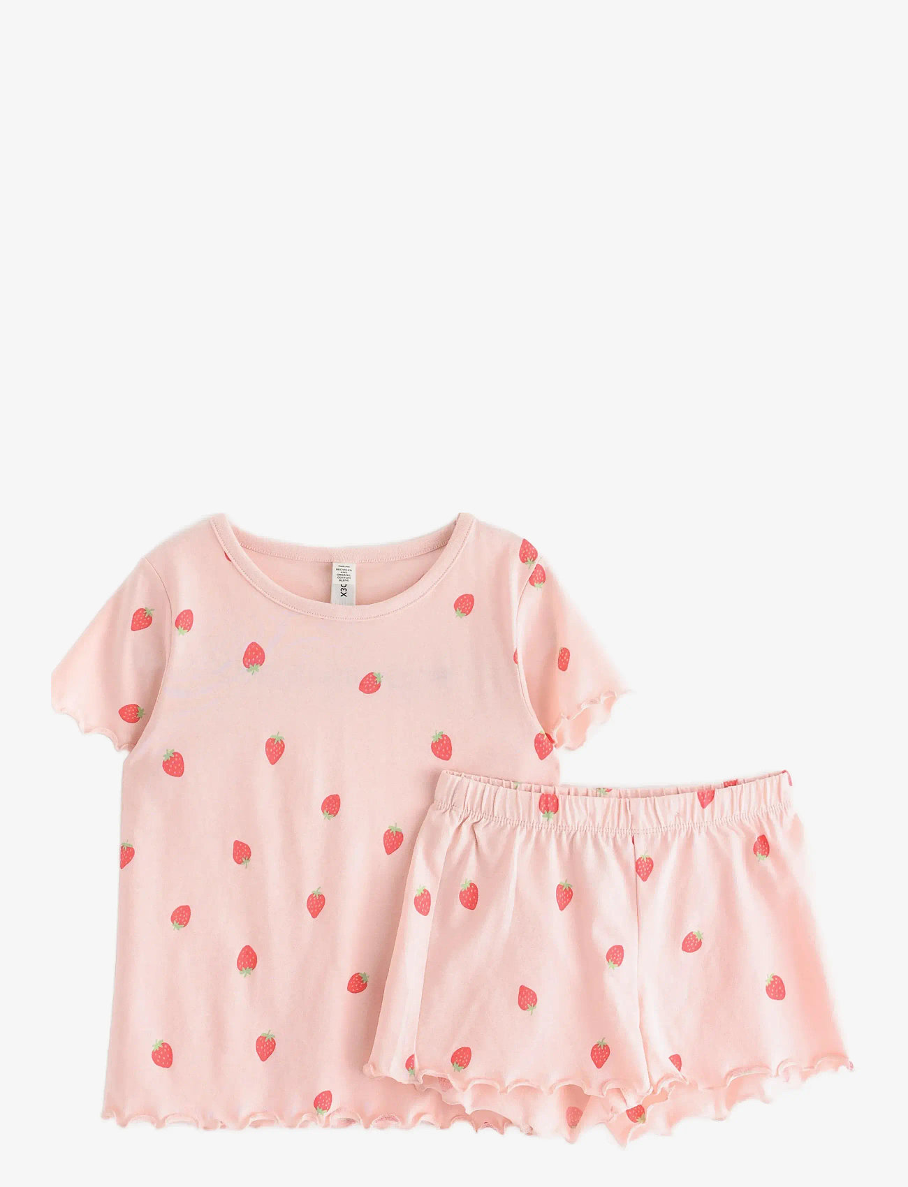 Lindex - Pyjama tee shorts strawberry - pyjama-sets - light pink - 1