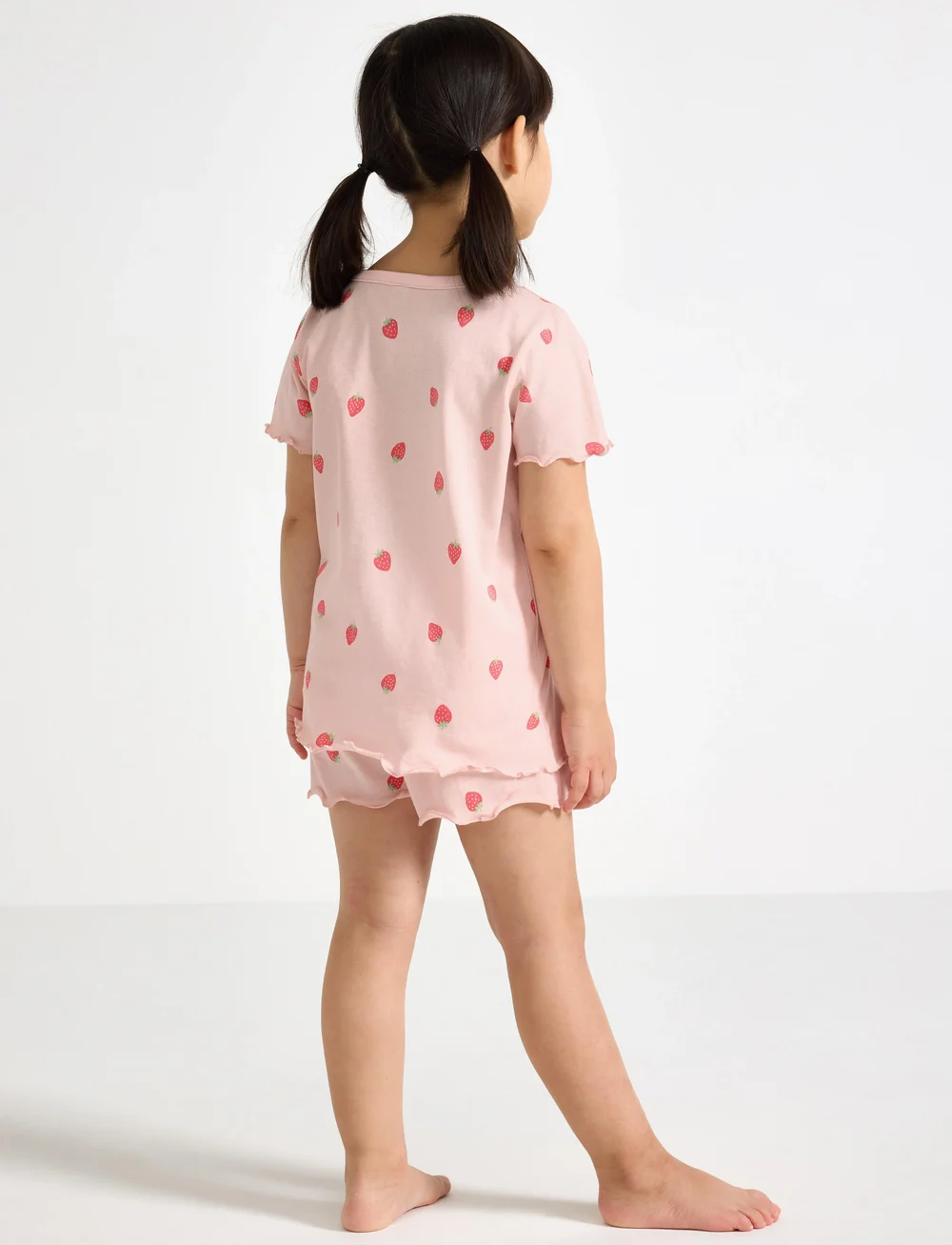 Lindex - Pyjama tee shorts strawberry - pyjama-sets - light pink - 3