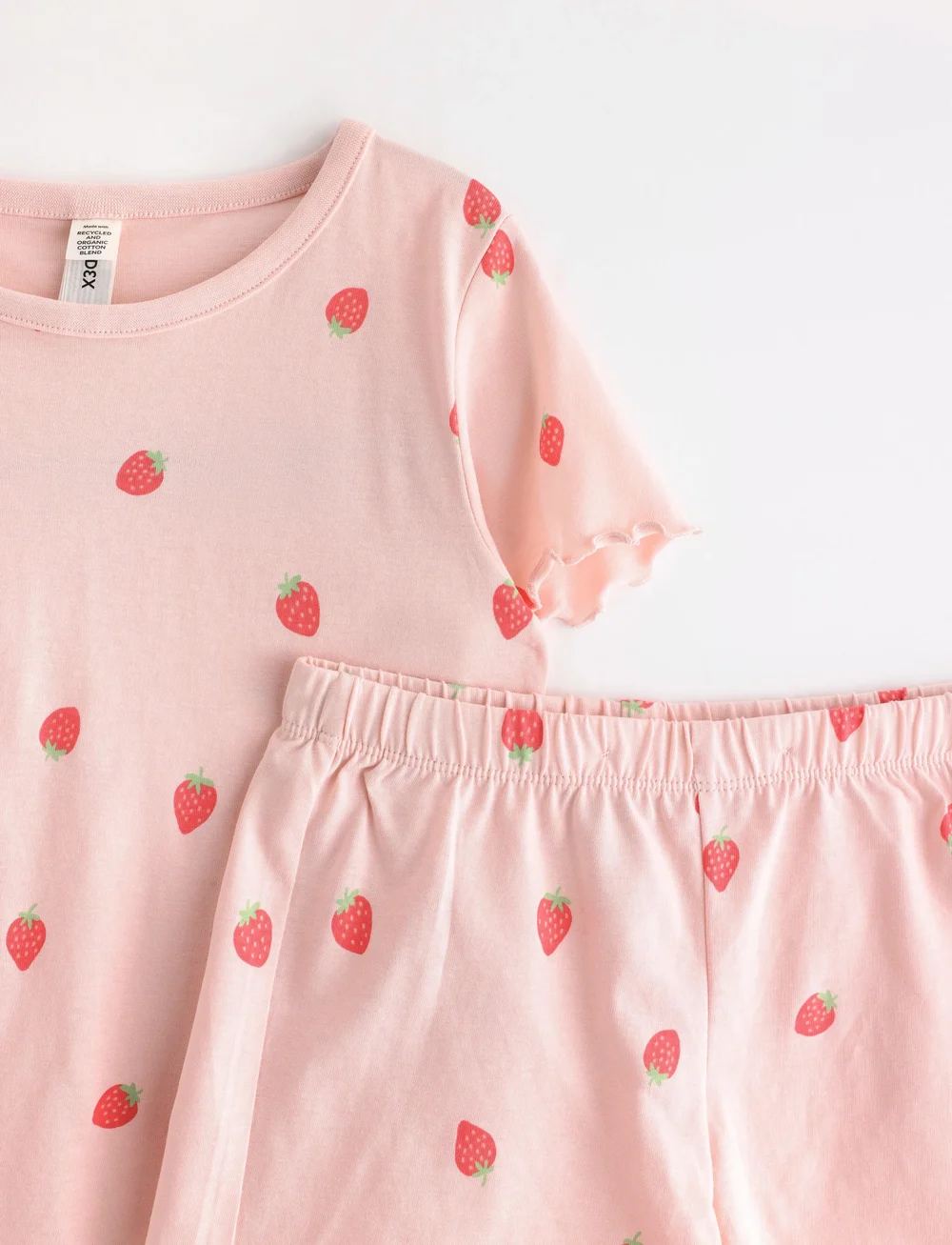 Lindex - Pyjama tee shorts strawberry - pyjama-sets - light pink - 5