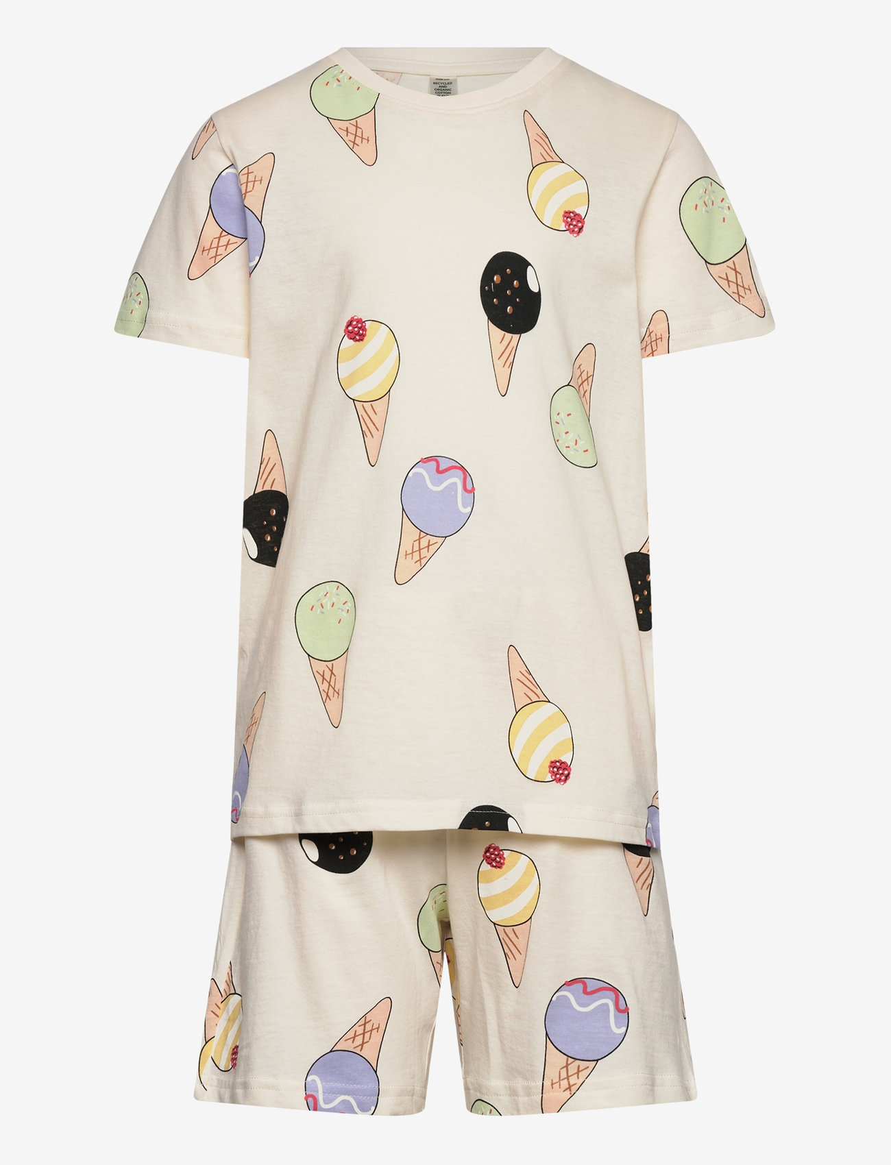 Lindex - Pyjama tee shorts set aop summ - sets - white - 1