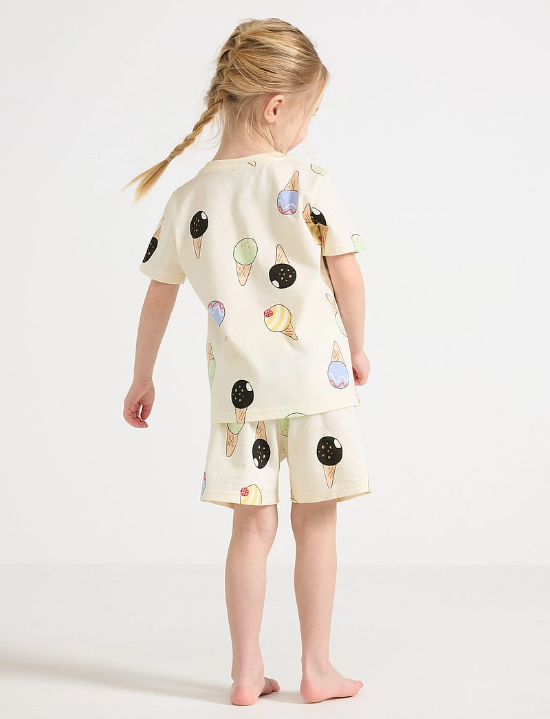 Lindex - Pyjama tee shorts set aop summ - sets - white - 5