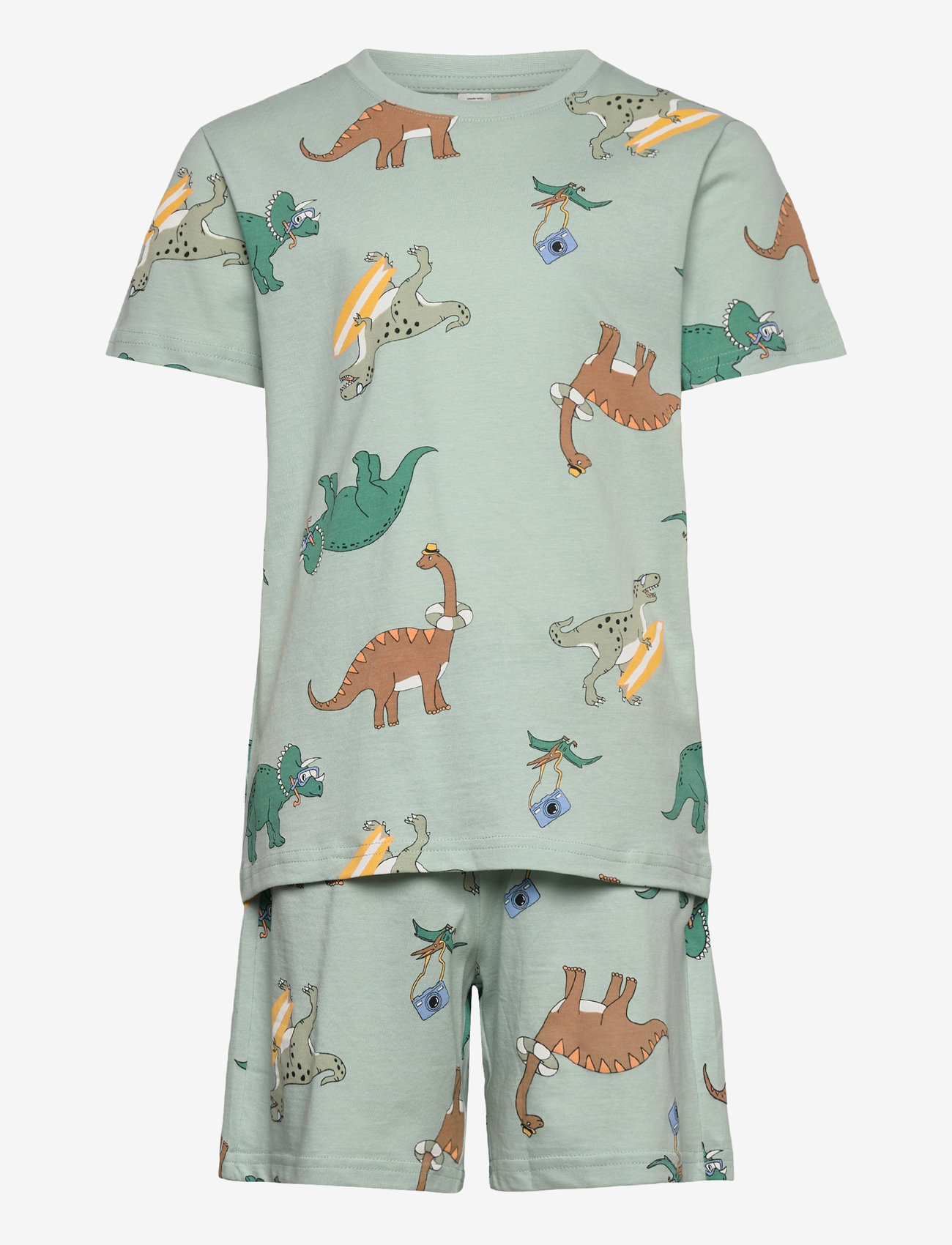 Lindex - Pyjama tee shorts Vehicle Boat - light dusty turquoise - 1