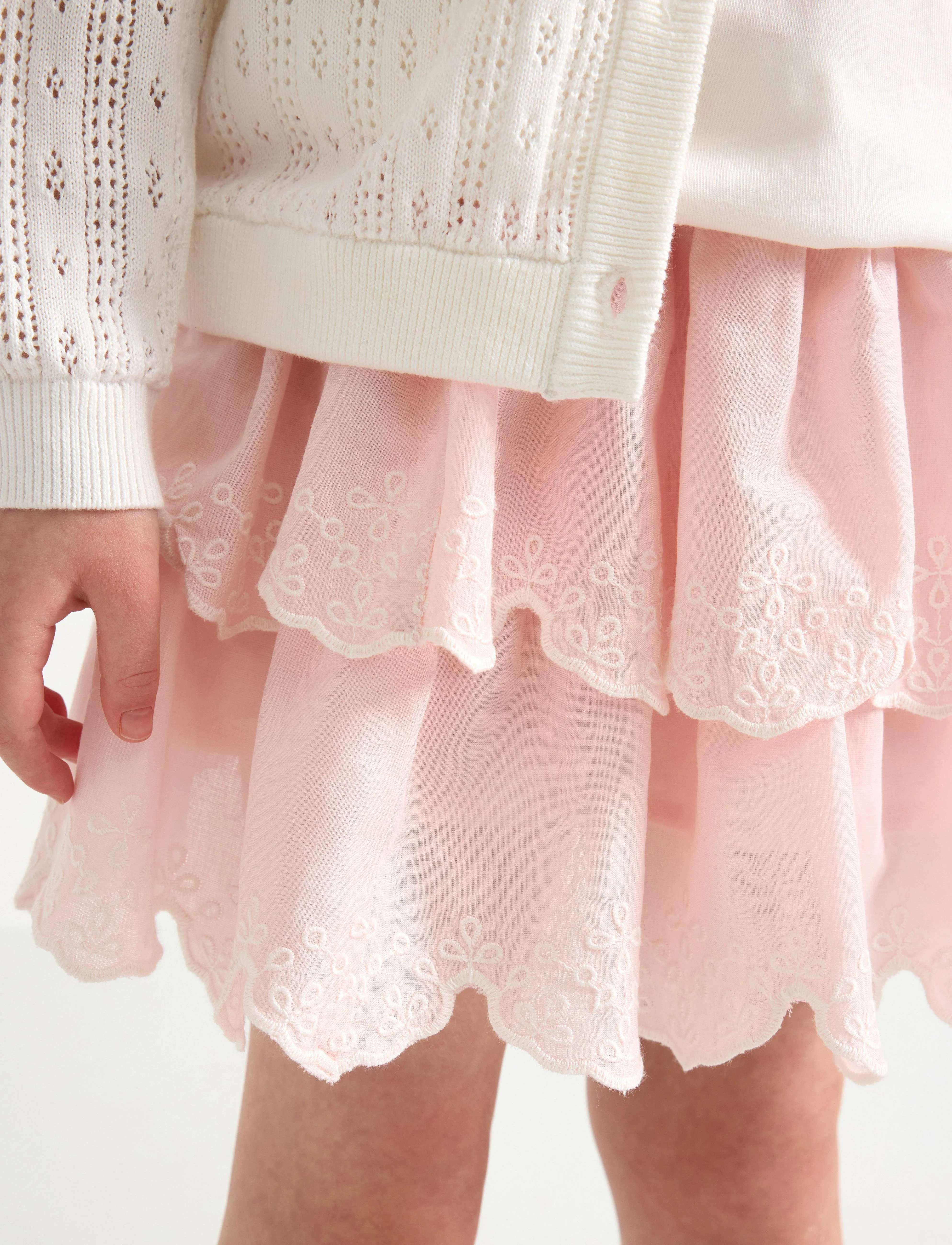 Lindex - Skirt flounces and smock embr - miniseelikud - light dusty pink - 4