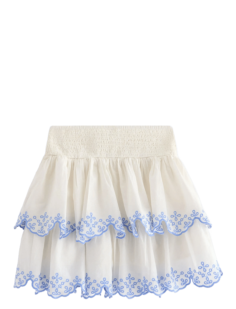 Lindex - Skirt flounces and smock embr - korte nederdele - light dusty white - 2