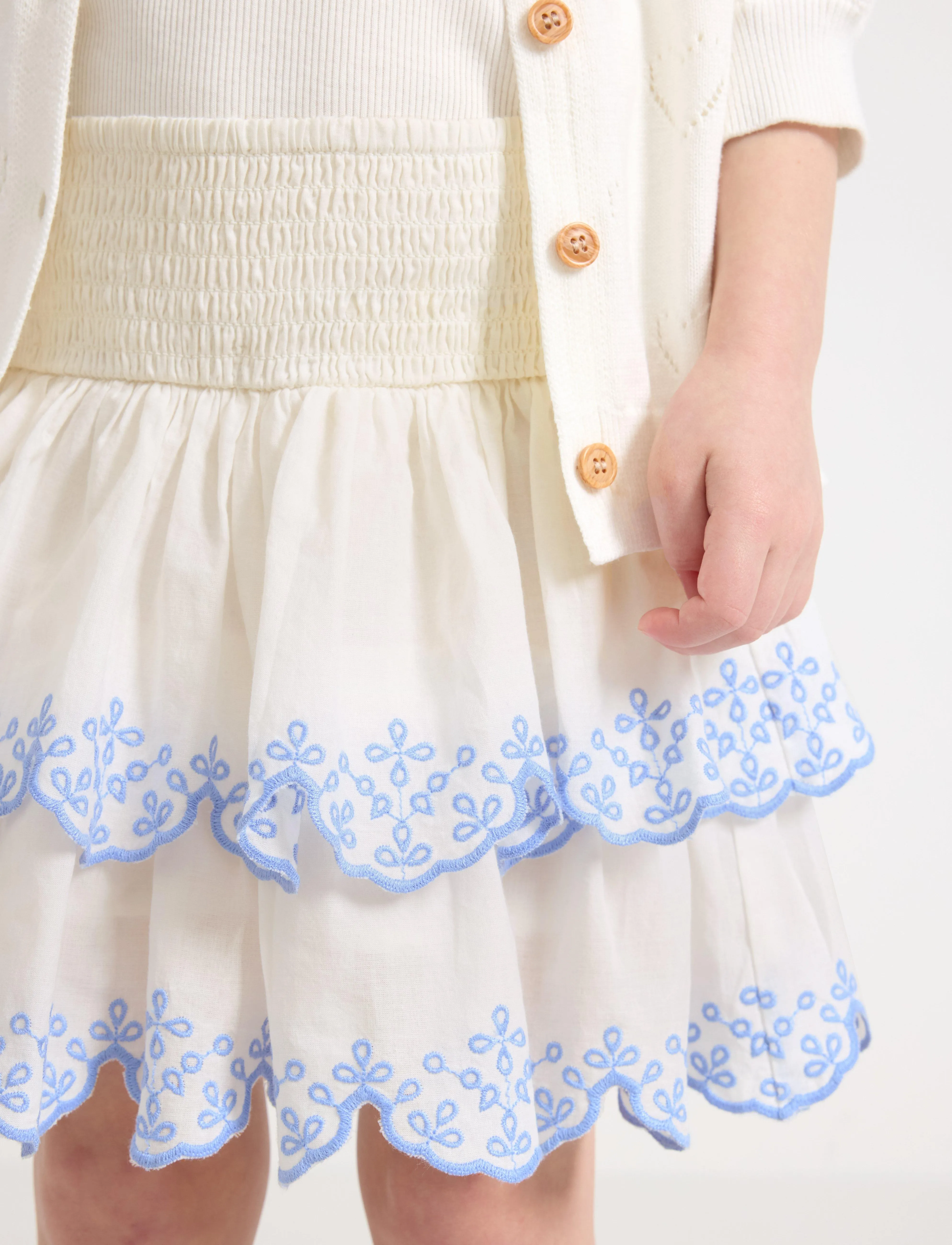 Lindex - Skirt flounces and smock embr - sijonai - light dusty white - 4