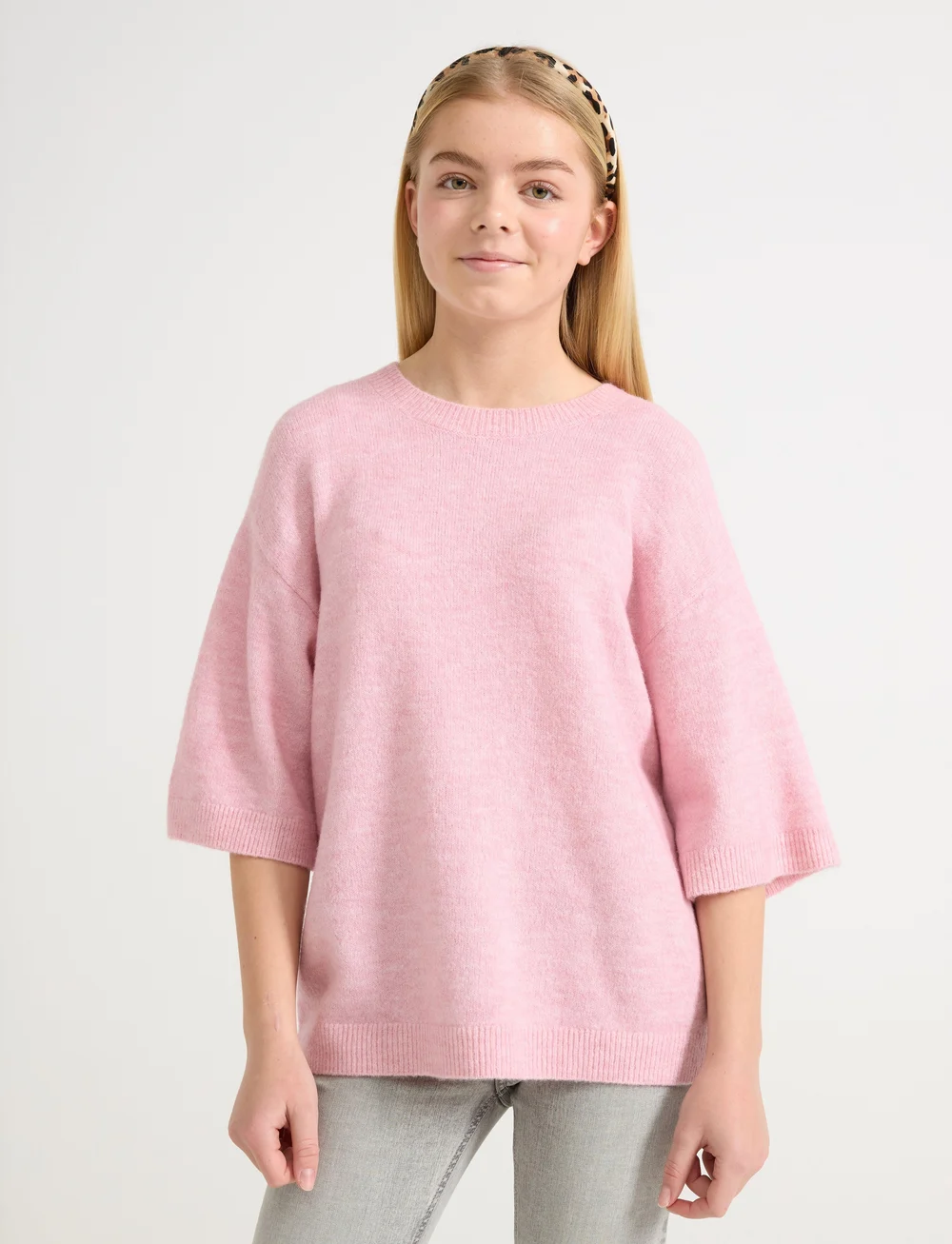 Lindex - Sweater knitted short sleeve - pullover - light dusty pink - 0