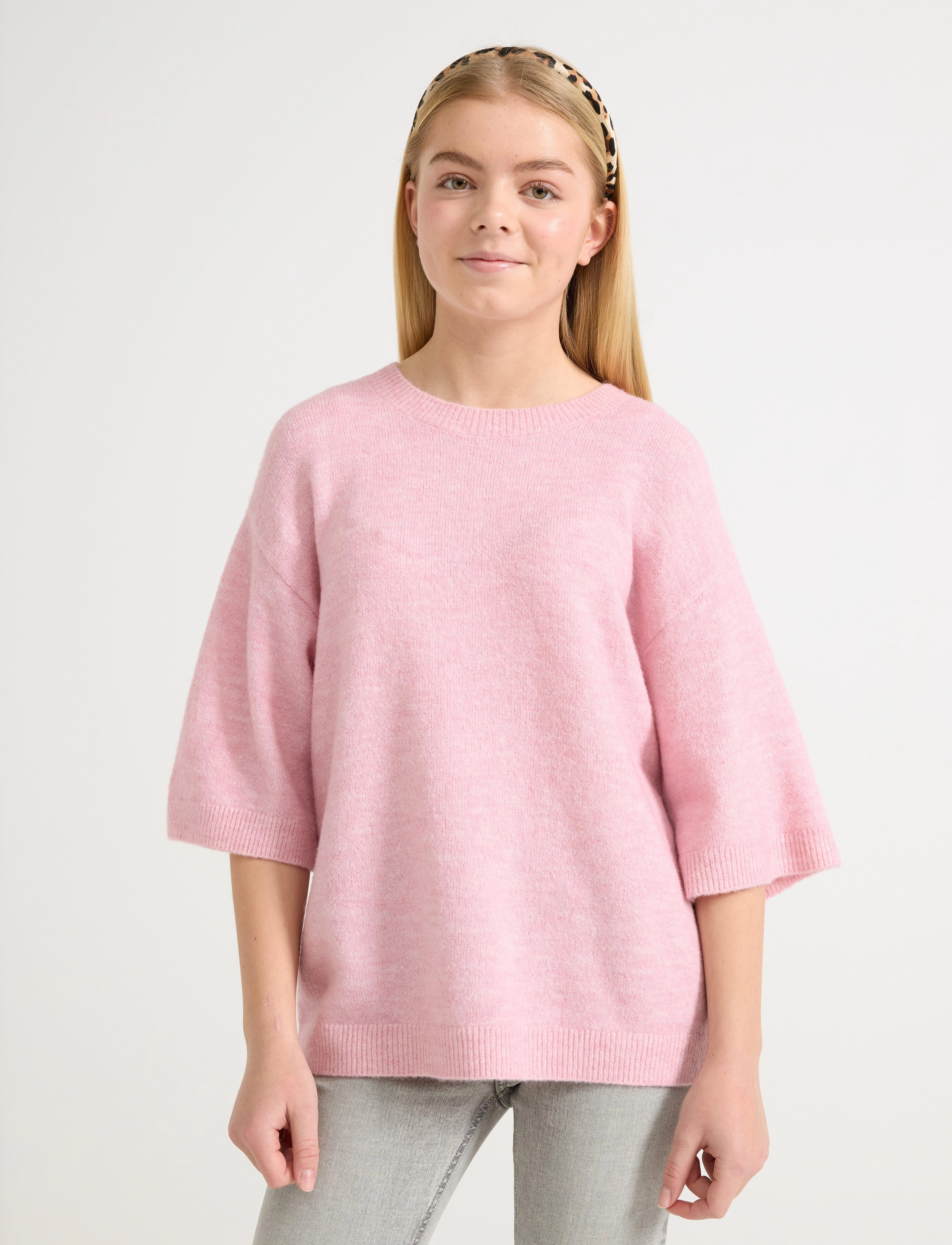 Lindex Sweater knitted short sleeve - Stickade tröjor - LIGHT DUSTY PINK / pink/rose