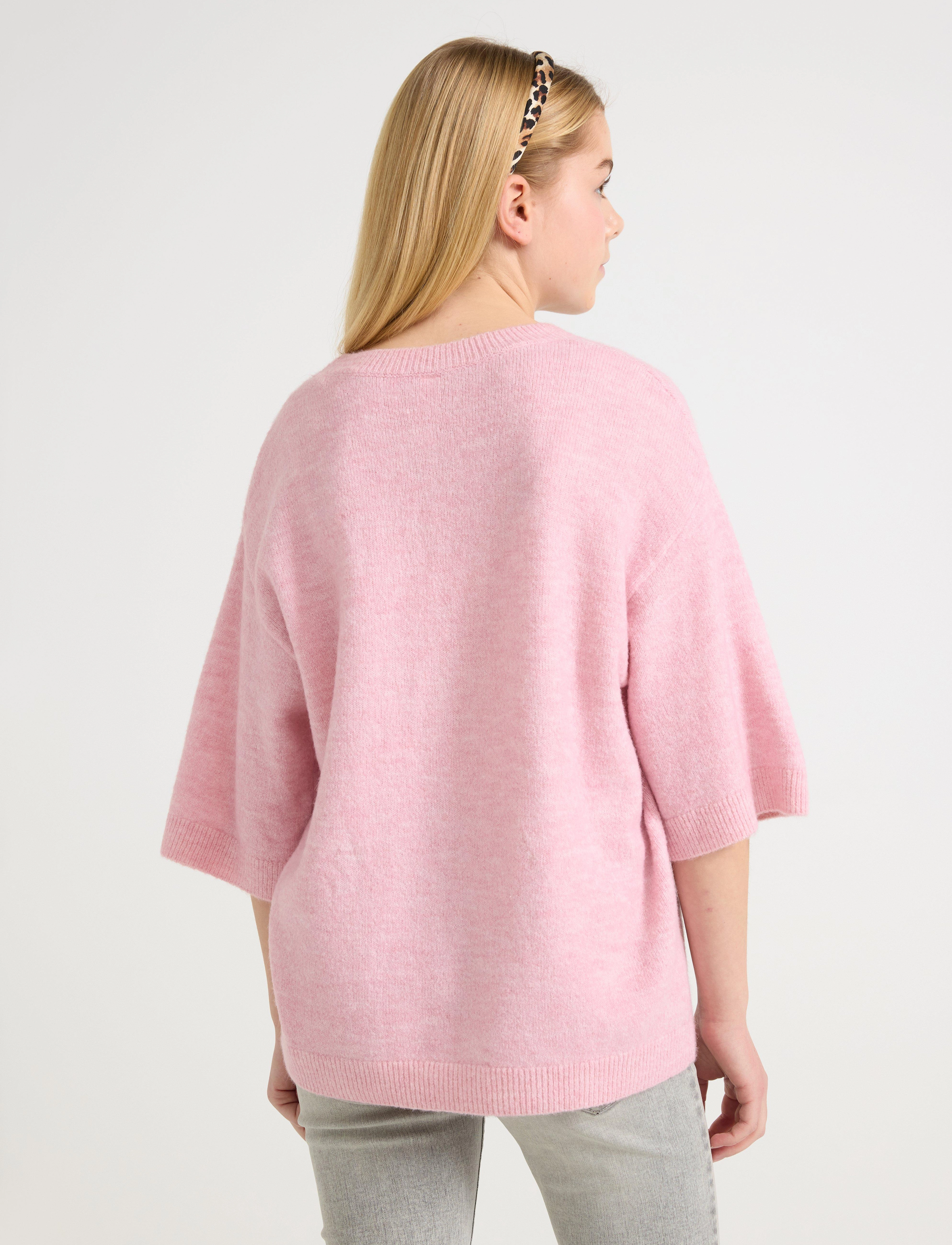 Lindex - Sweater knitted short sleeve - trøjer - light dusty pink - 3