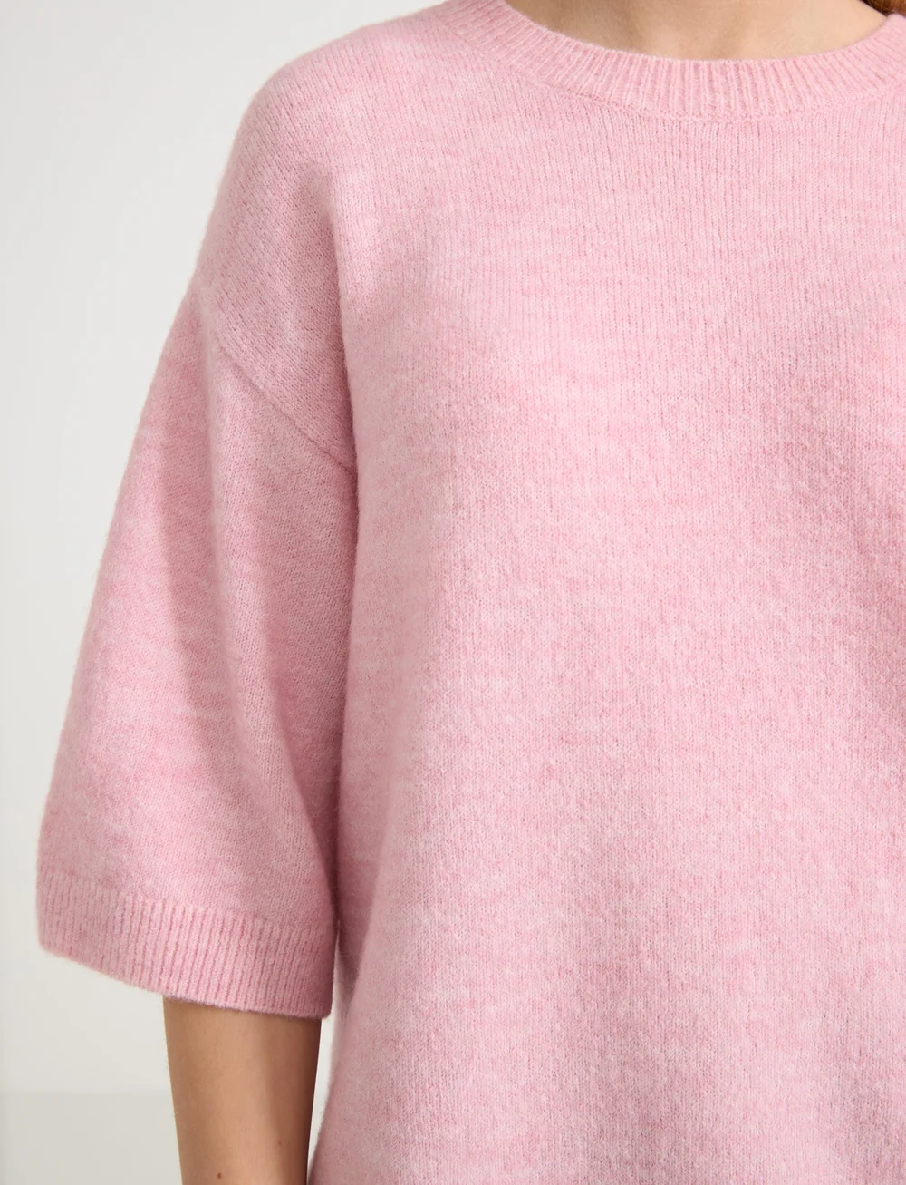 Lindex - Sweater knitted short sleeve - pullover - light dusty pink - 4