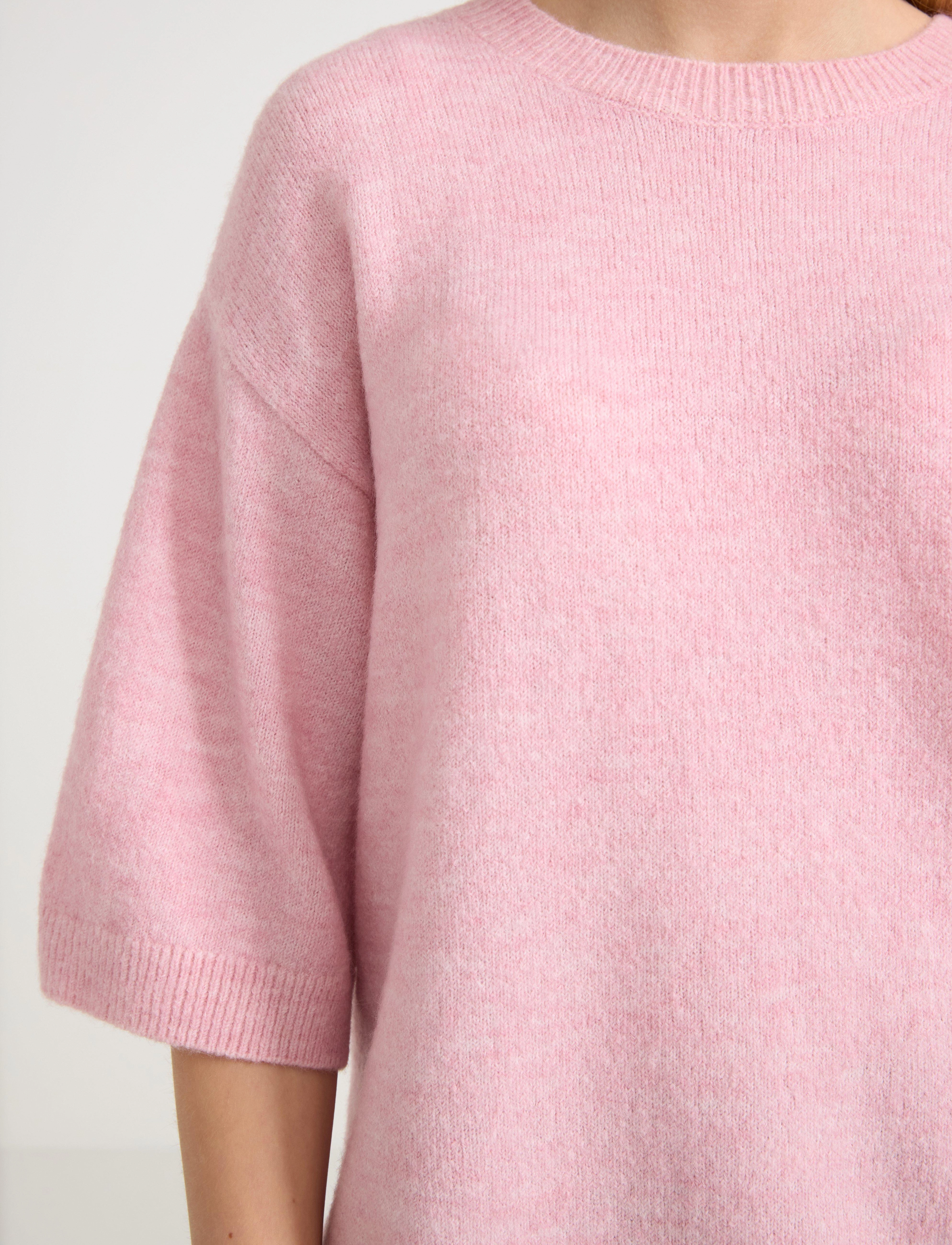 Lindex - Sweater knitted short sleeve - trøjer - light dusty pink - 4