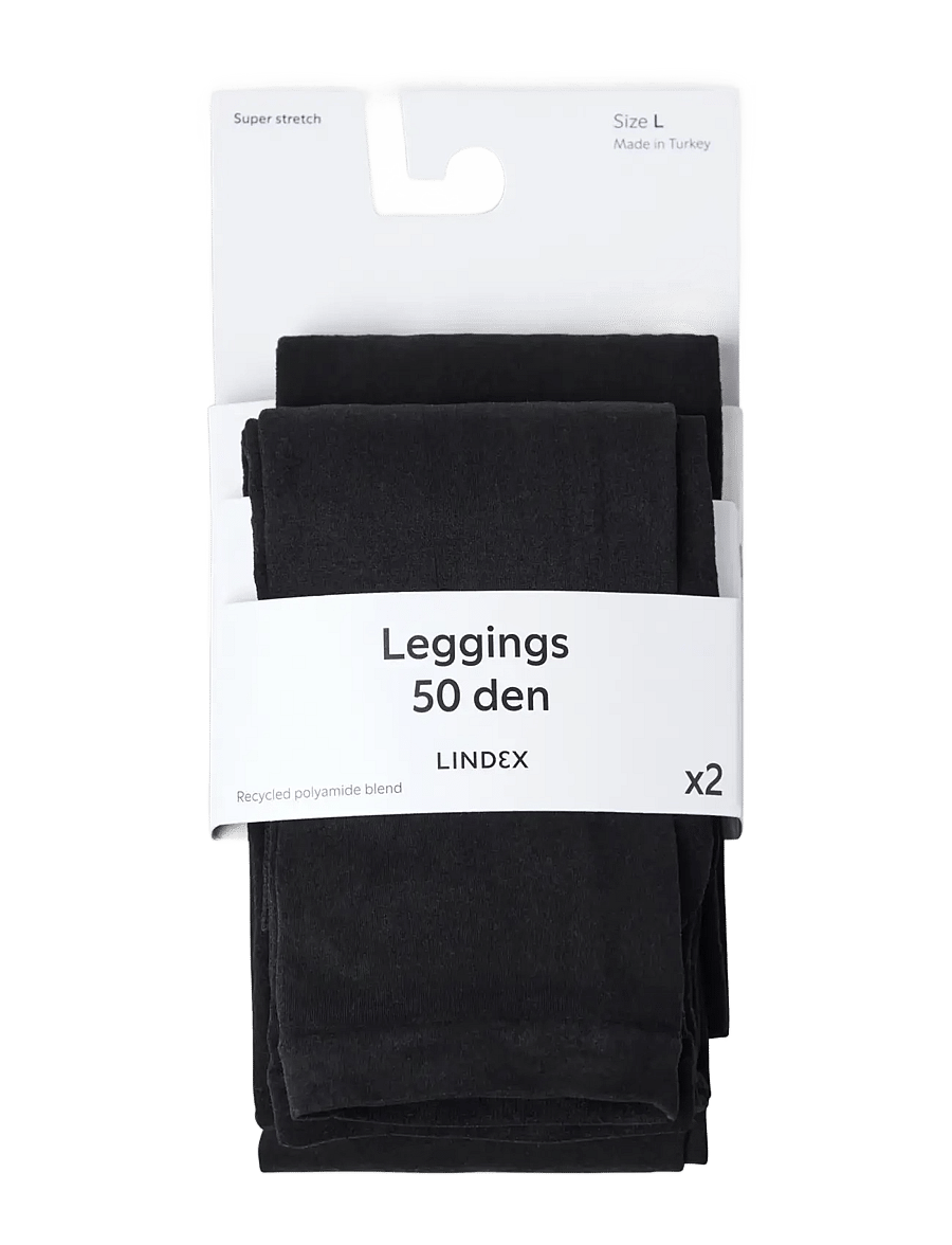 Lindex - 2-pack leggings 50 denier - leggings - black - 1