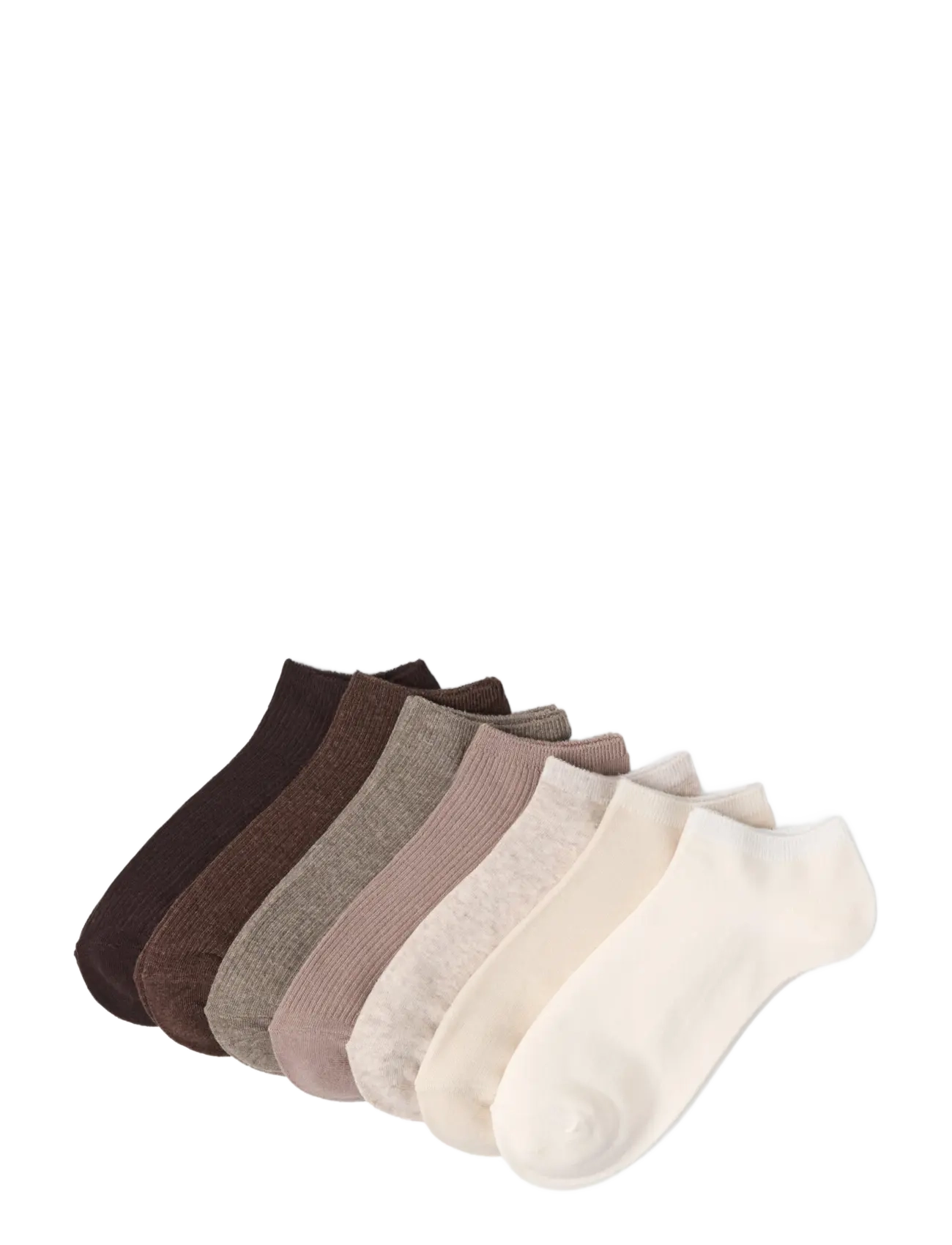 Lindex 7-pack ribbed ankle socks - Skarpetki do tenisówek - DARK DUSTY BROWN / brown