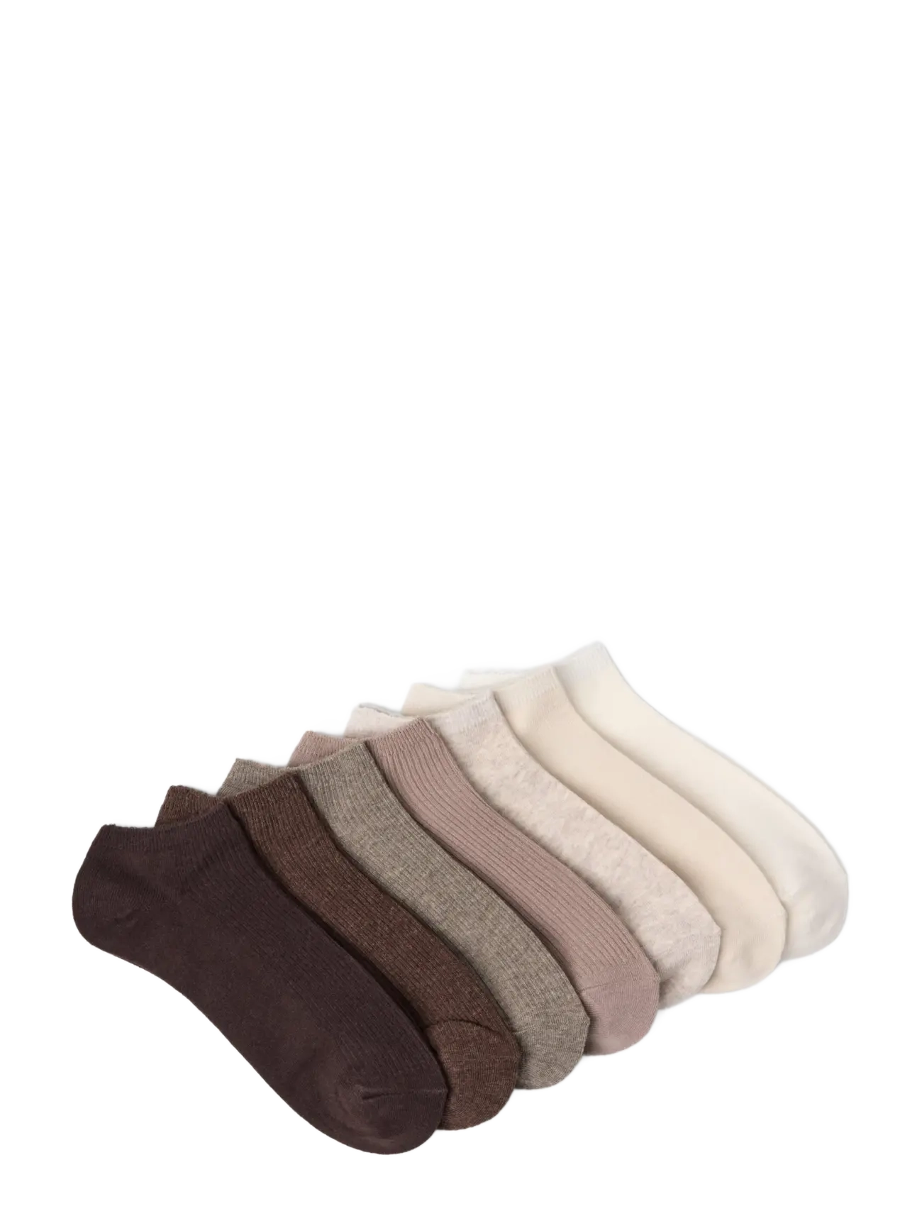 Lindex - 7-pack ribbed ankle socks - lühikese säärega sokid - dark dusty brown - 1