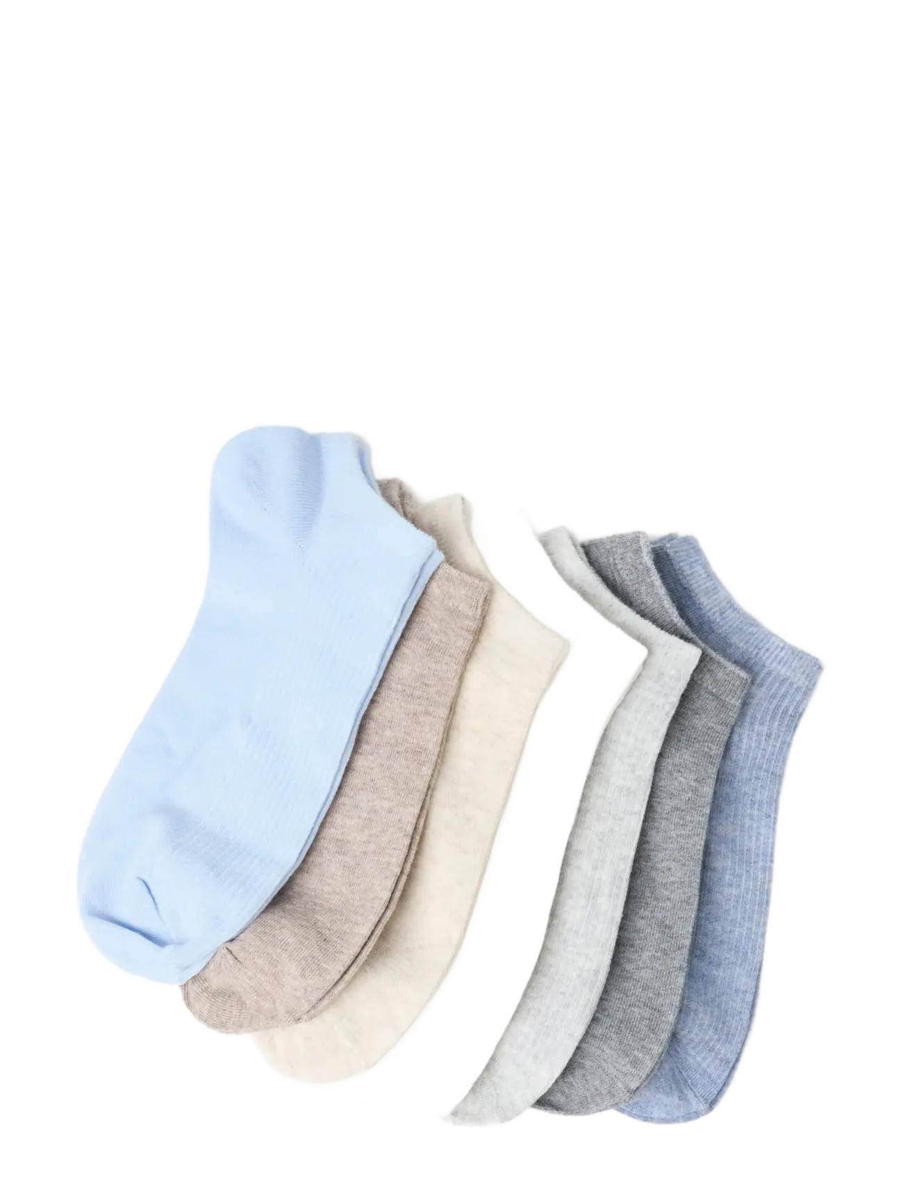 Lindex - 7-pack ribbed ankle socks - sneackersocken - light blue - 1