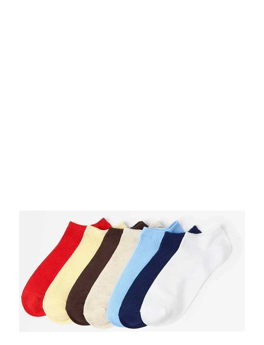 Lindex - 7-pack ribbed ankle socks - ankelstrumpor - red - 0