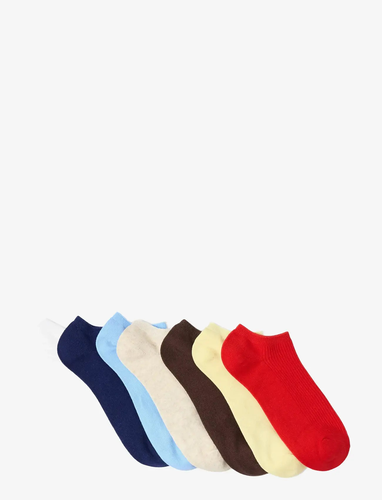 Lindex - Sock ankle 7 p neutrals rib an - red - 1