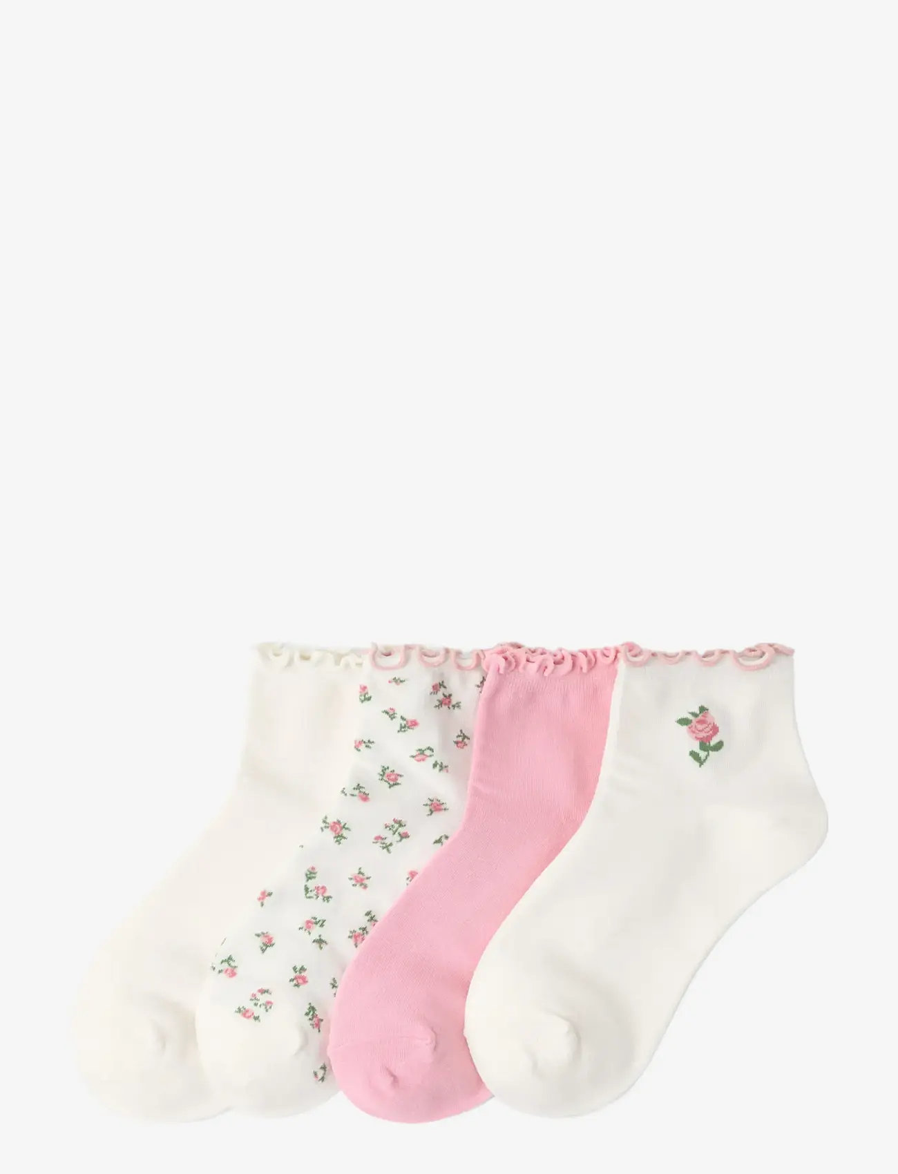 Lindex - Sock high ankle 4 pack lettuce - crew-socken - light pink - 0