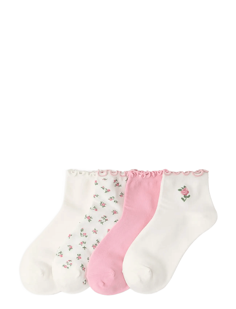 Lindex - Sock high ankle 4 pack lettuce - crew-socken - light pink - 0