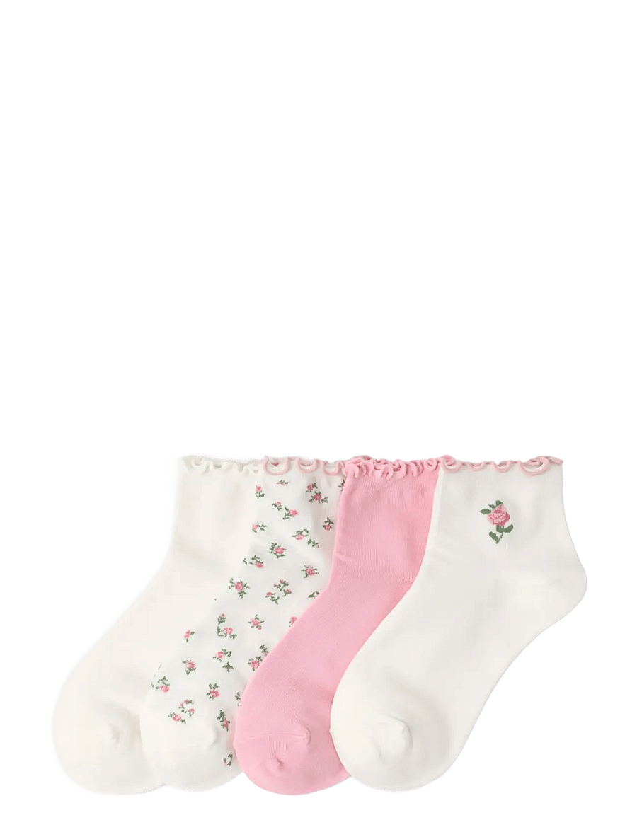 Lindex - Sock high ankle 4 pack lettuce - normale socken - light pink - 0