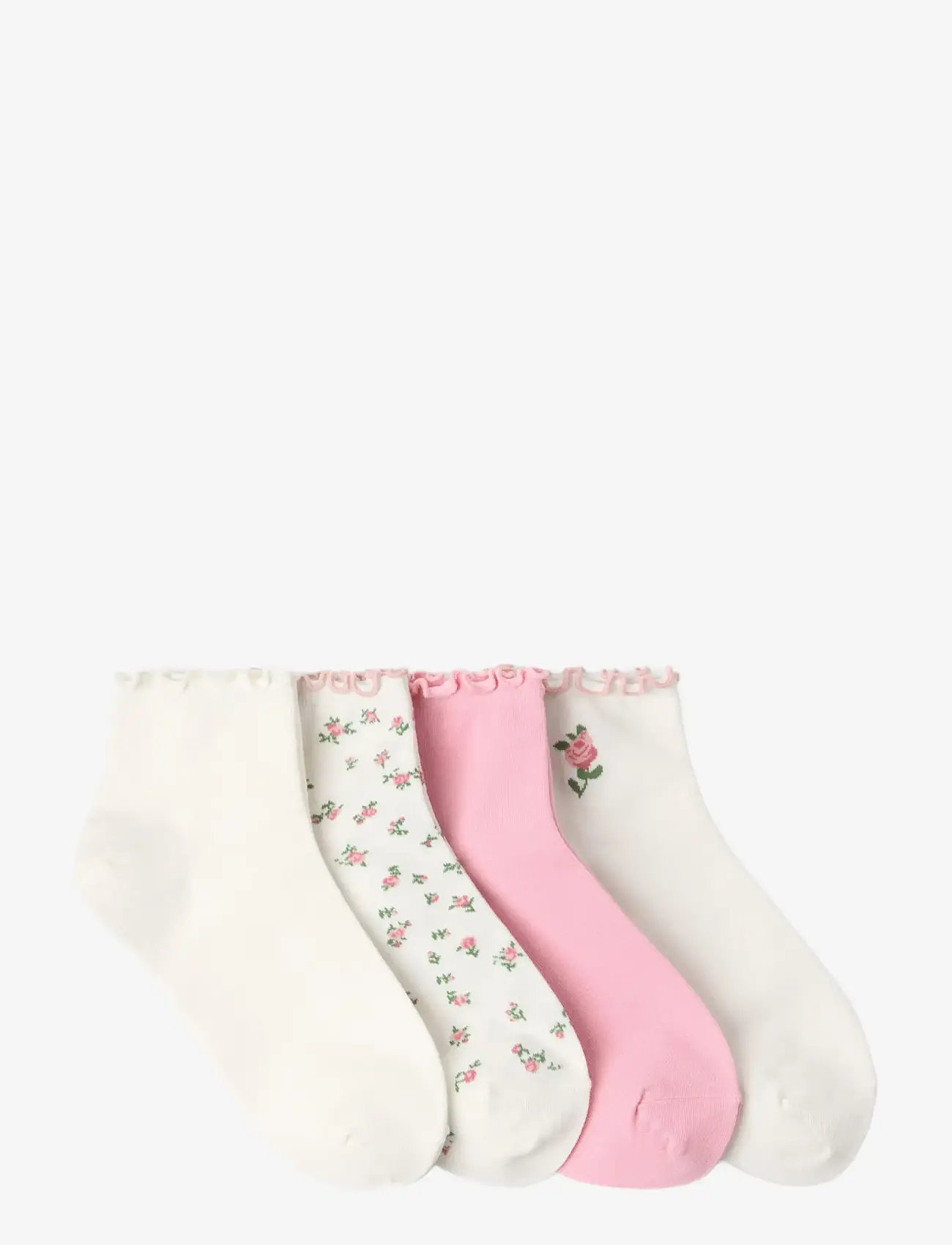 Lindex - Sock high ankle 4 pack lettuce - crew-socken - light pink - 1