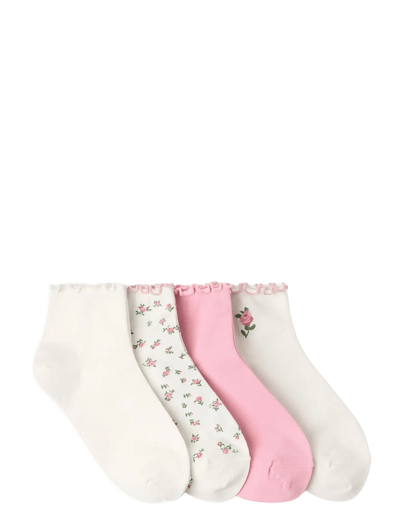 Lindex - Sock high ankle 4 pack lettuce - crew-socken - light pink - 1