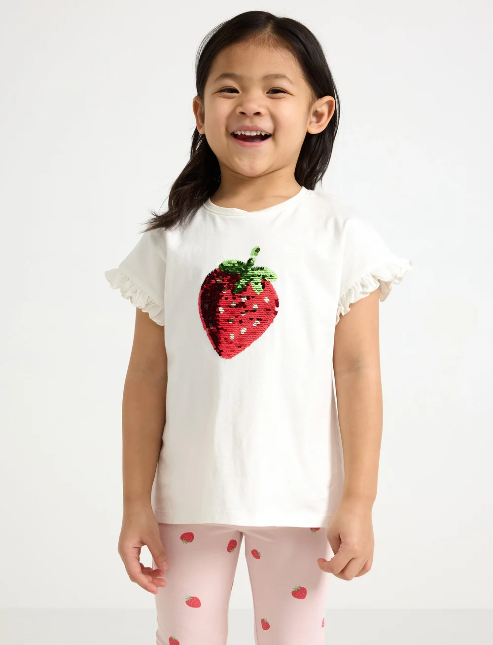 Lindex - Top ss frill strawberry flipse - lühikeste varrukatega t-särgid - light dusty white - 0