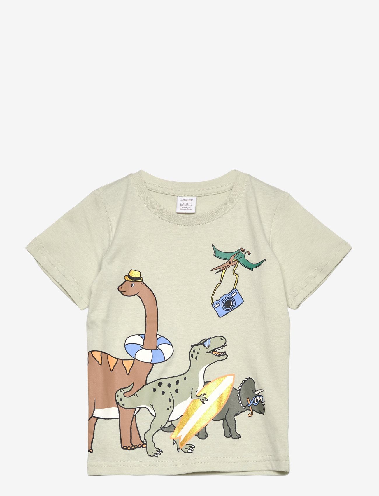 Lindex - Top SS Dinos Summer front - herbstliche kleidung - light dusty green - 1