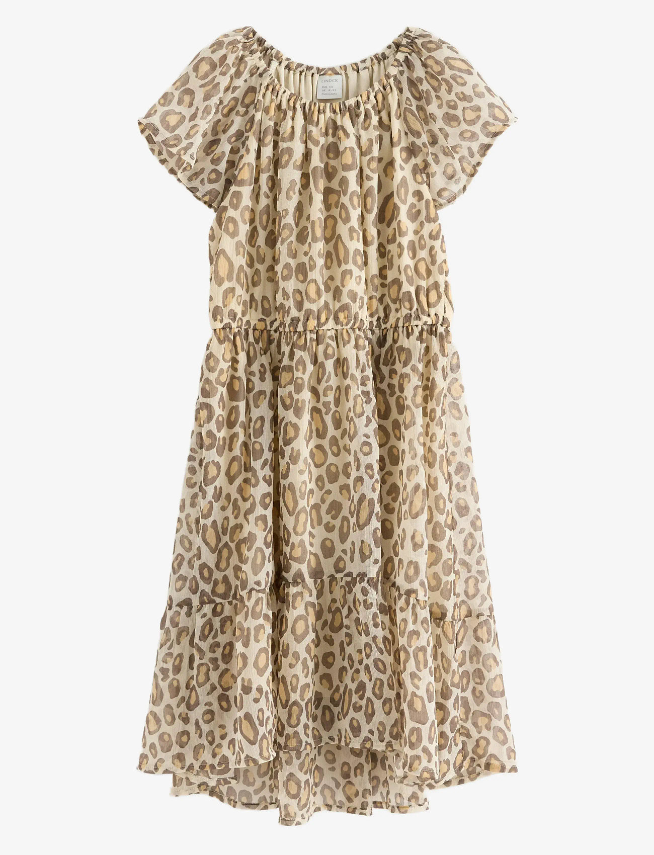 Lindex - Dress Chiffon hi low AOP - festklänningar - light beige - 1