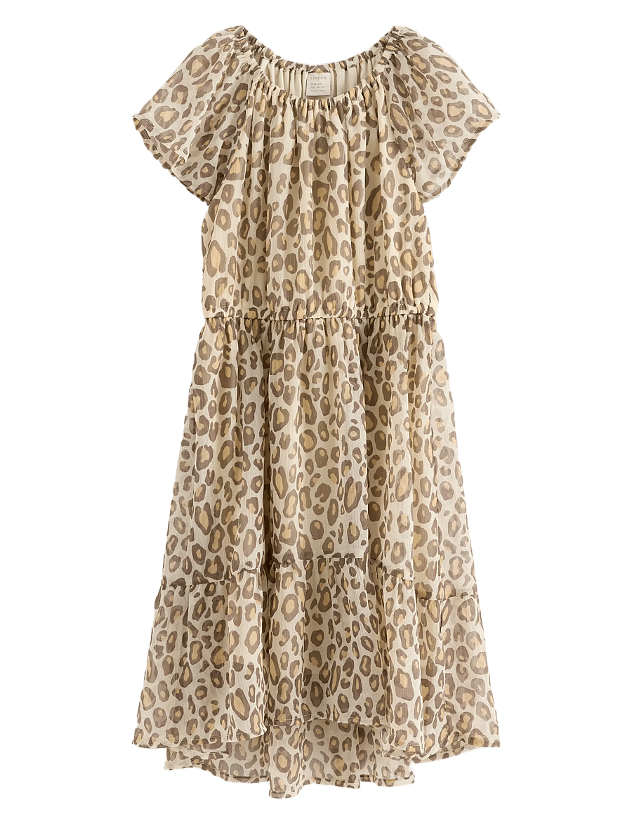 Lindex - Dress Chiffon hi low AOP - festklänningar - light beige - 1