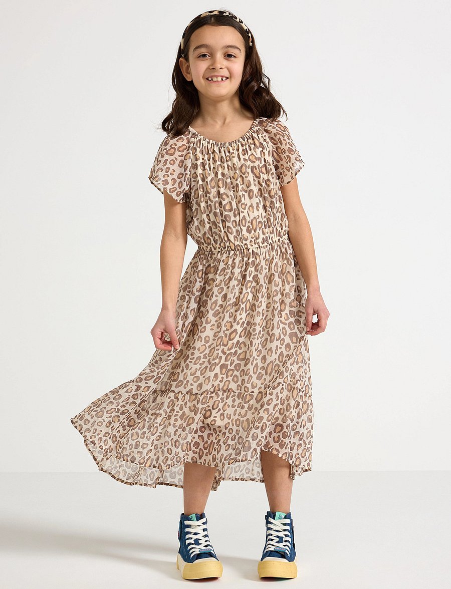 Lindex - Dress Chiffon hi low AOP - festklänningar - light beige - 0