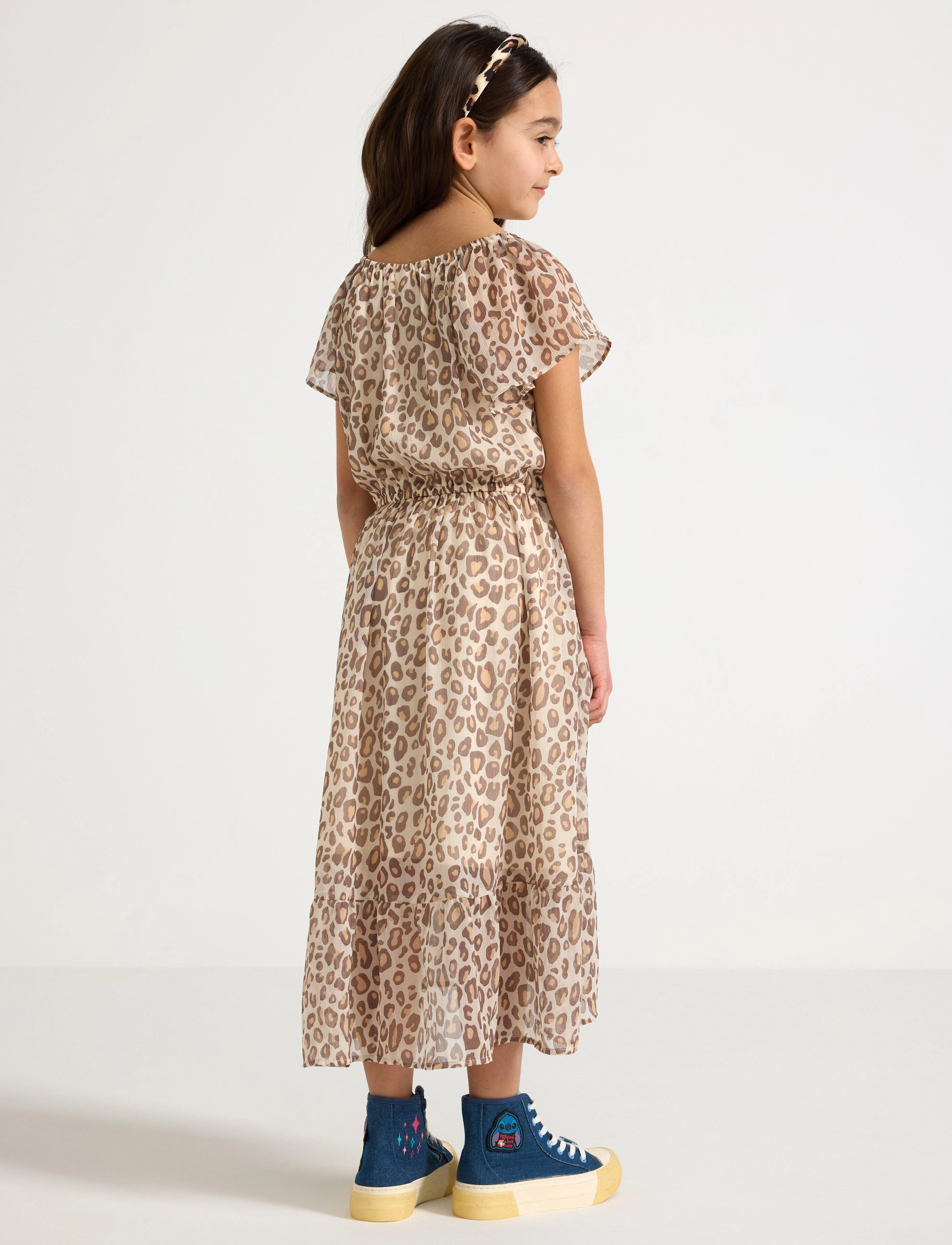 Lindex - Dress Chiffon hi low AOP - partydresses - light beige - 3