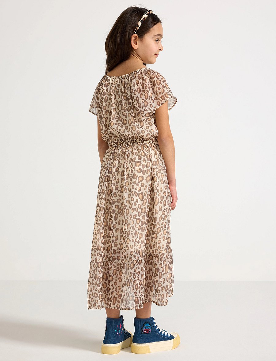 Lindex - Dress Chiffon hi low AOP - festklänningar - light beige - 3