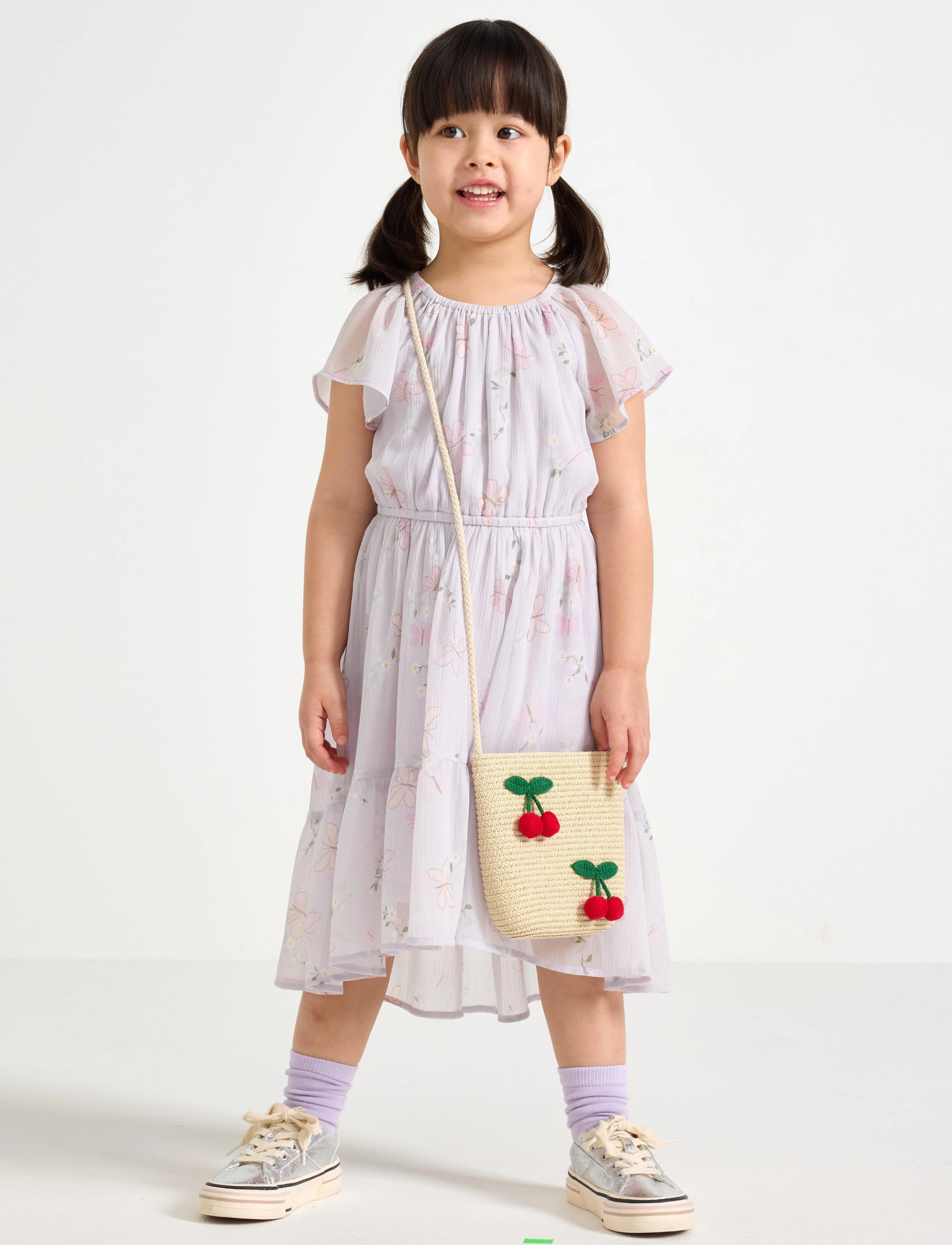 Lindex Dress Chiffon hi low AOP - Kjoler & Nederdele - LIGHT DUSTY LILAC / purple