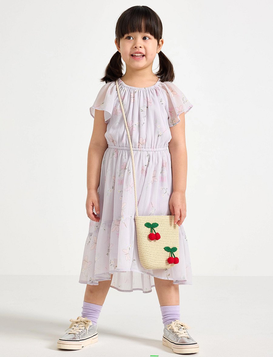 Lindex - Dress Chiffon hi low AOP - festklänningar - light dusty lilac - 0