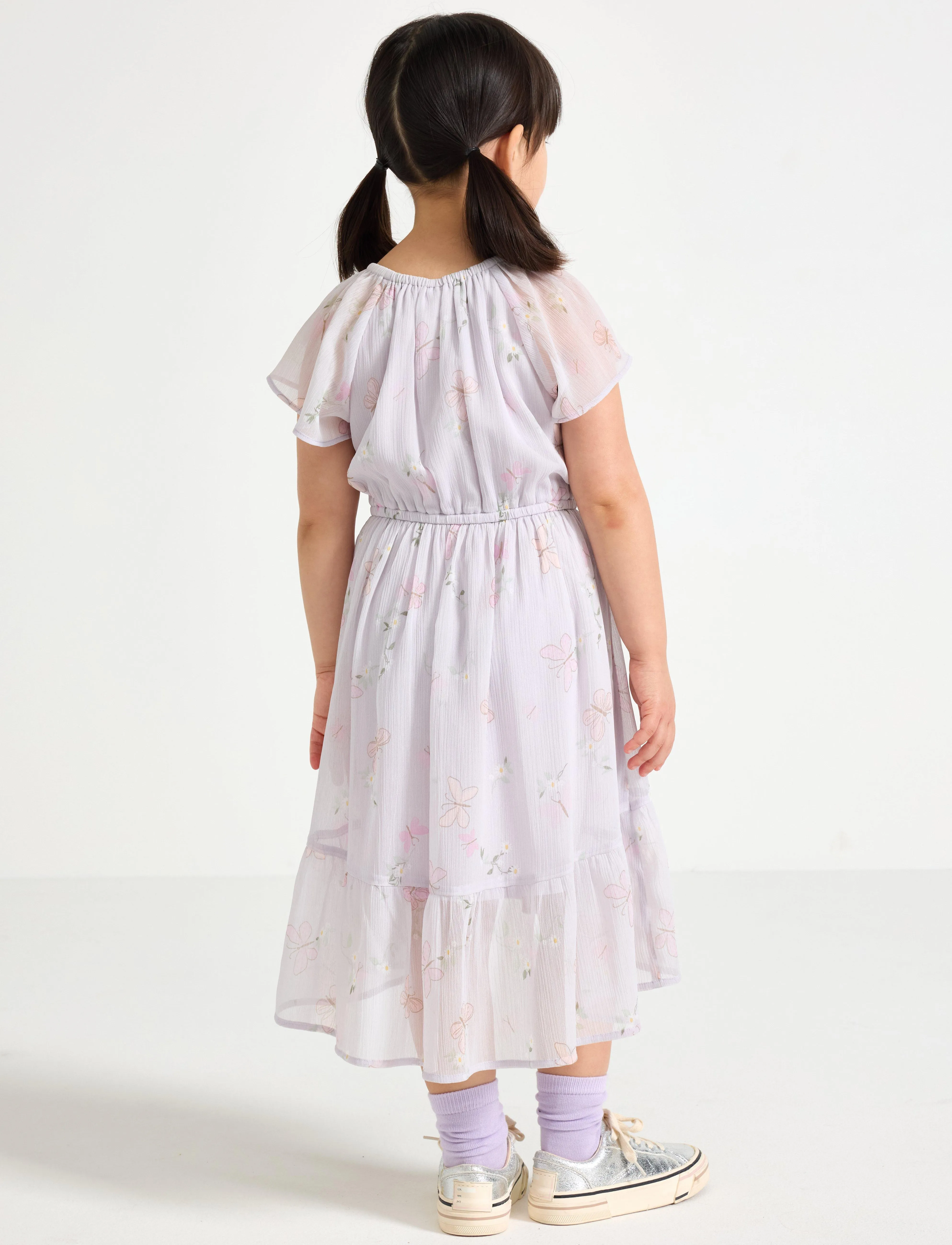 Lindex - Dress Chiffon hi low AOP - festklänningar - light dusty lilac - 3